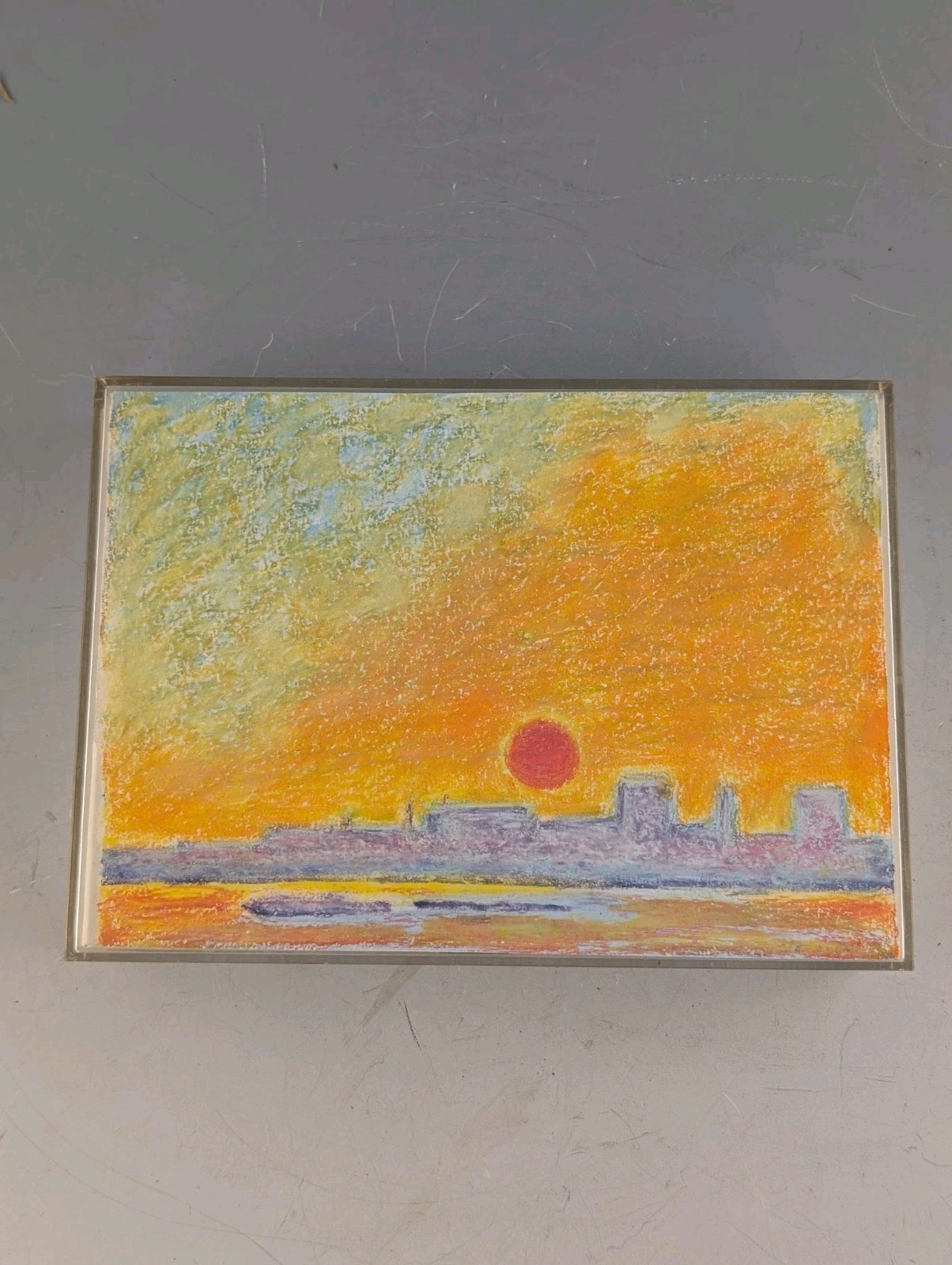 FRAMED OIL ON PAPER BY RAY CIARROCHI «JERSEY SUNSET II»