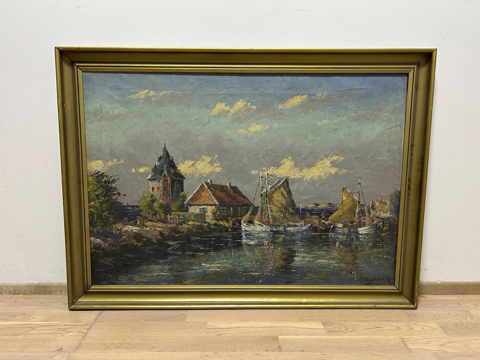 Impressionist painting, turn of the 19th and 20th century, 110 × 80 cm, signed