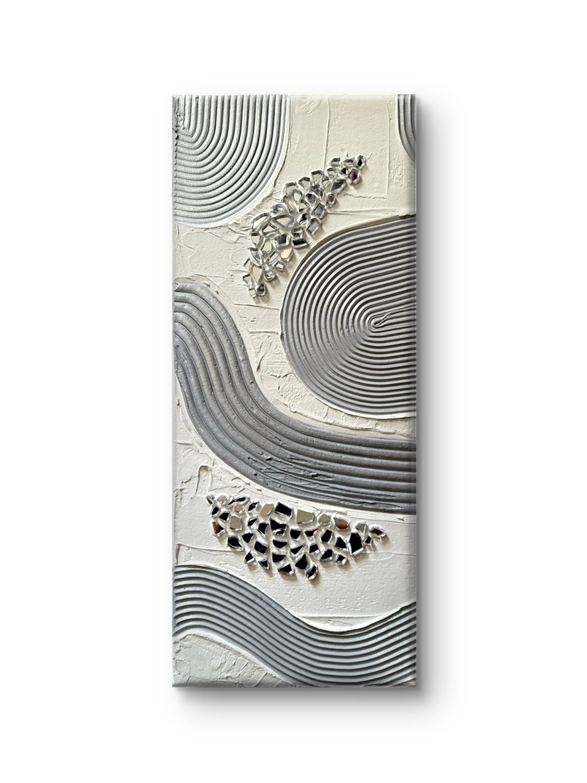 Original 12×24 Abstract Acrylic Pour Painting Mixed Media Textured Mosaic Art