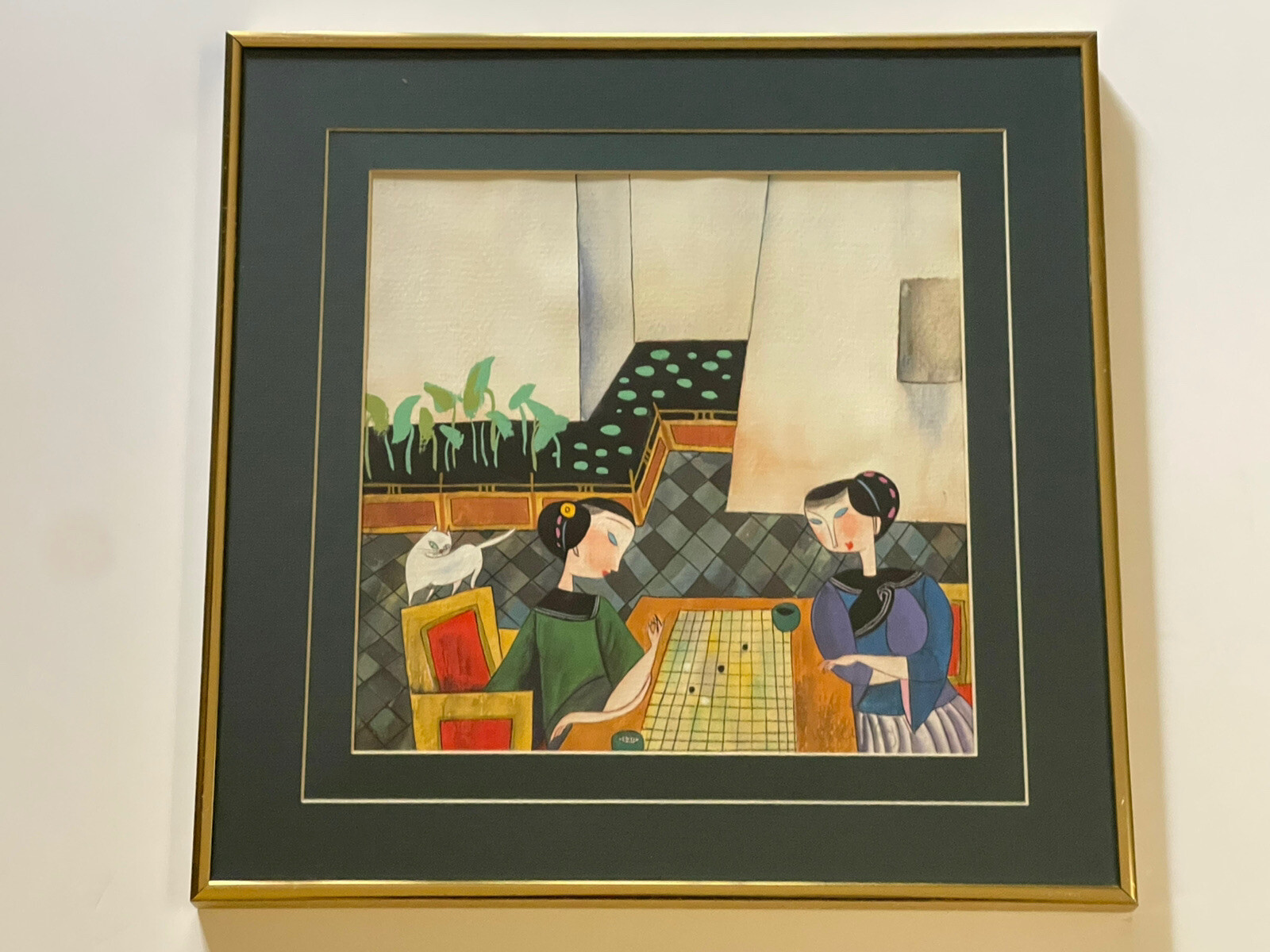 Wu Chi Yong Painting Chinese Modernist Listed Expressionism Vintage Portrait Cat