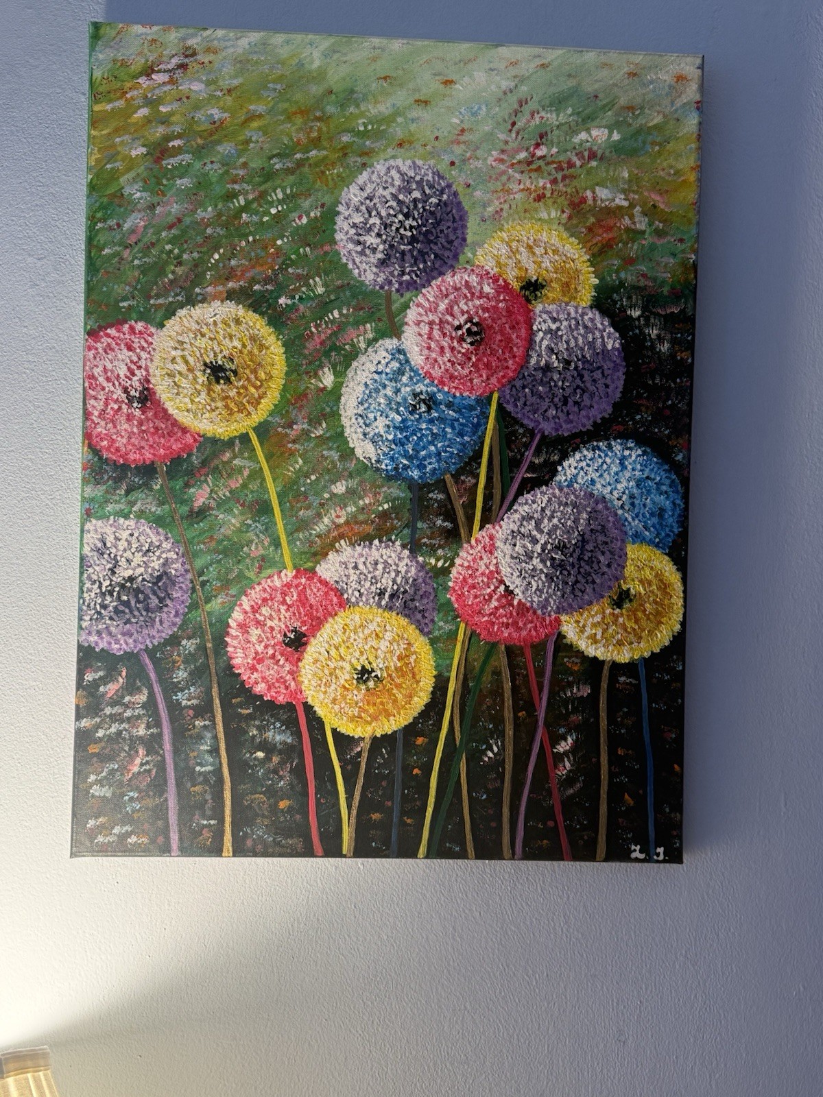 “Golden Bloom” — Original Textured Acrylic Painting with Gold Leaf 18×24