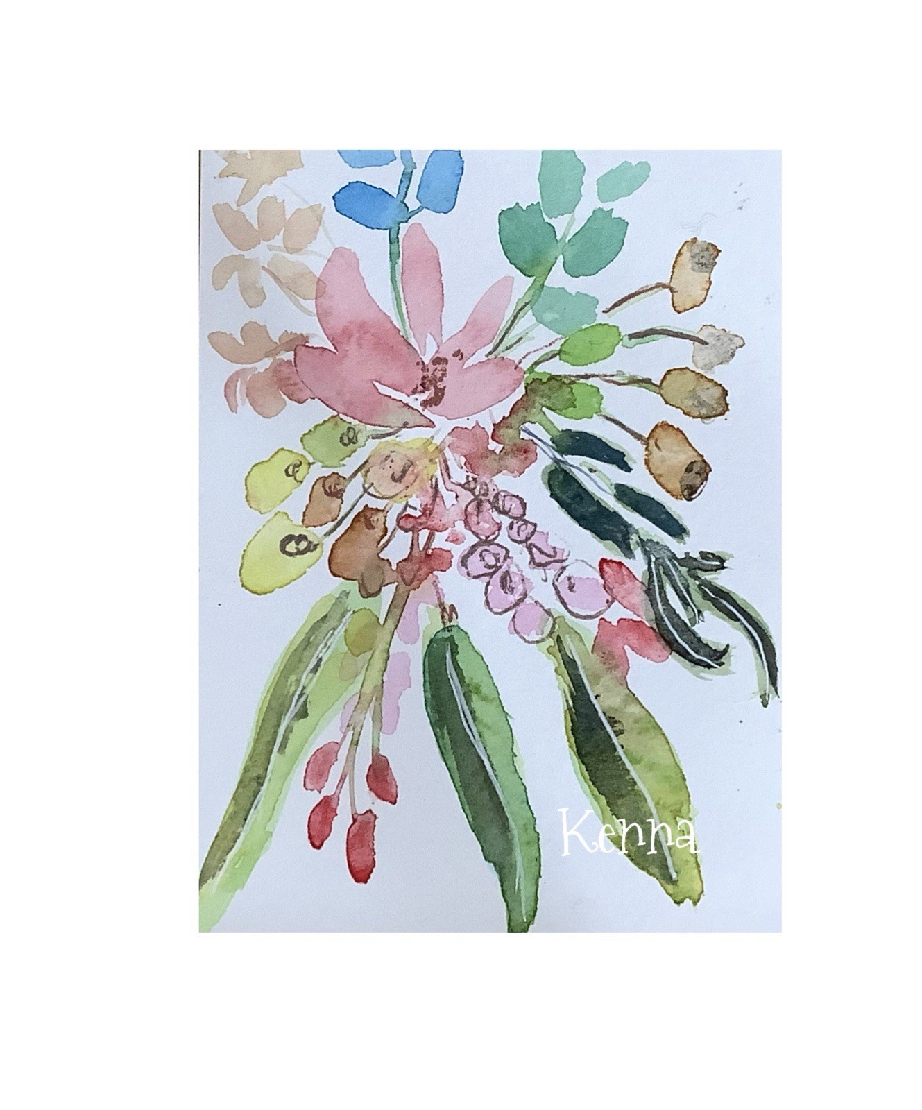 ACEO Painting By Kenna art Card Flowers 2.5” X 3.5” Signed Original ÀTC