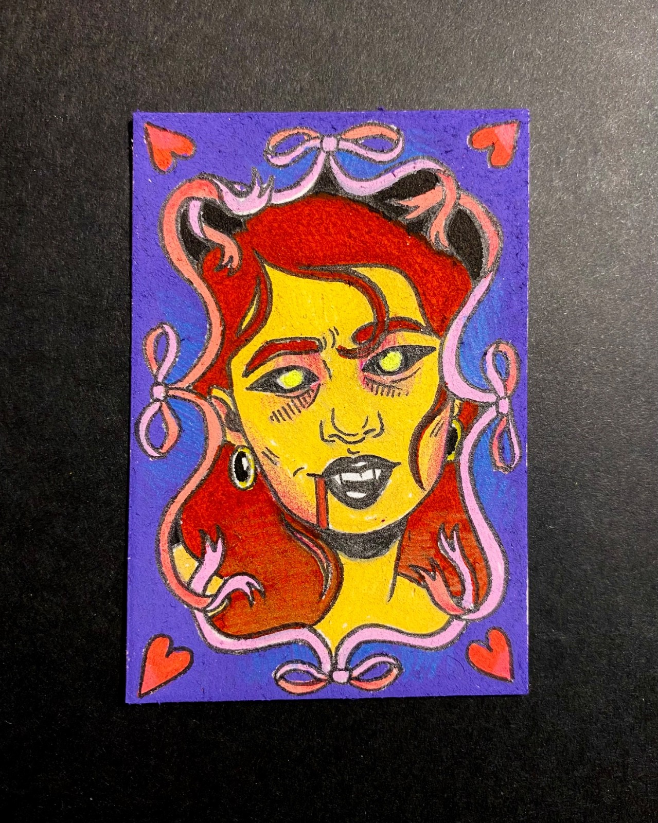 Original ACEO Vampire Portrait Art Card Gothic Horror Halloween OOAK ATC