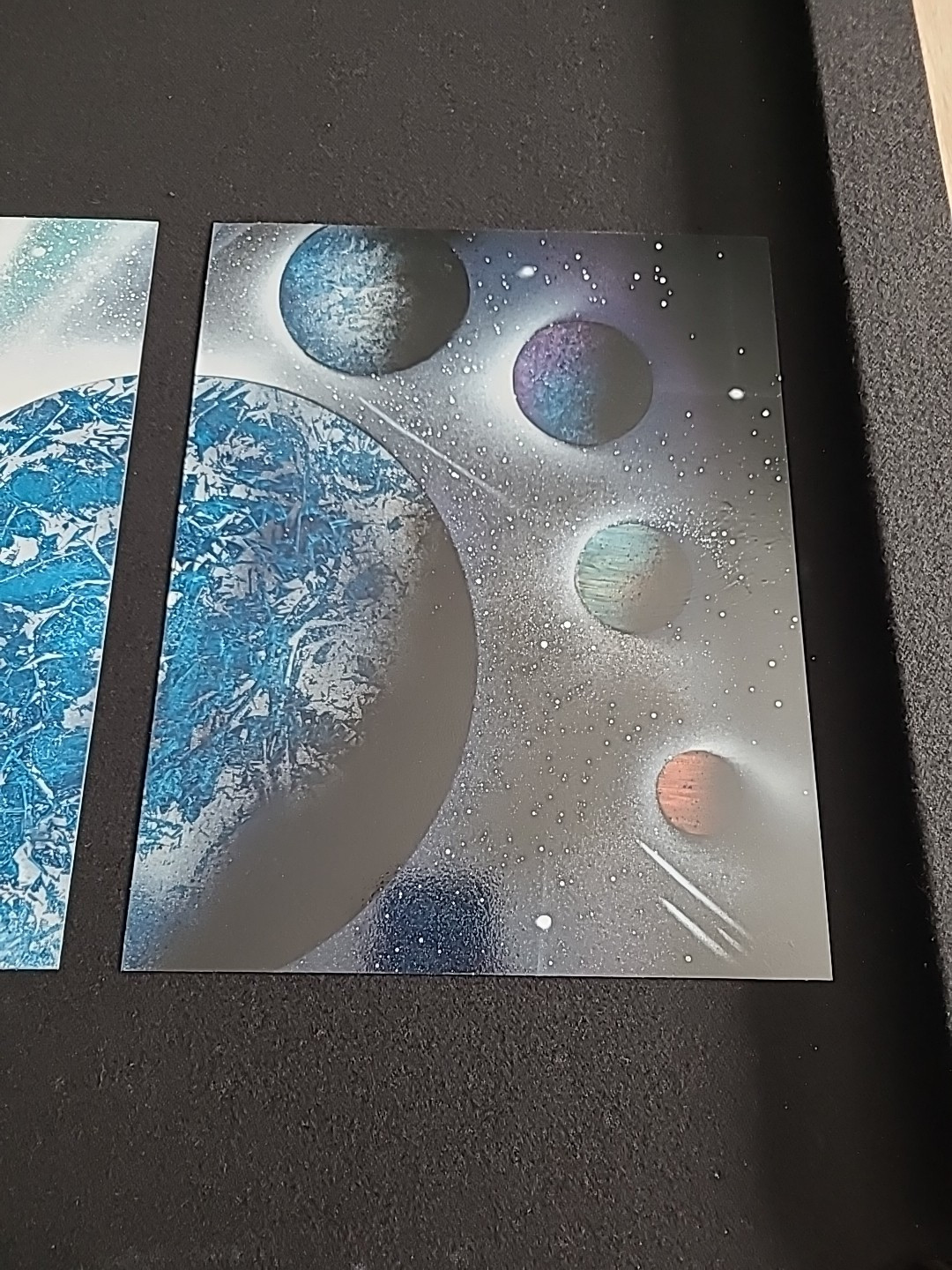 Solar System Outer Space Planets Spray Paint Art 11×14 Set Of 3 Pictures