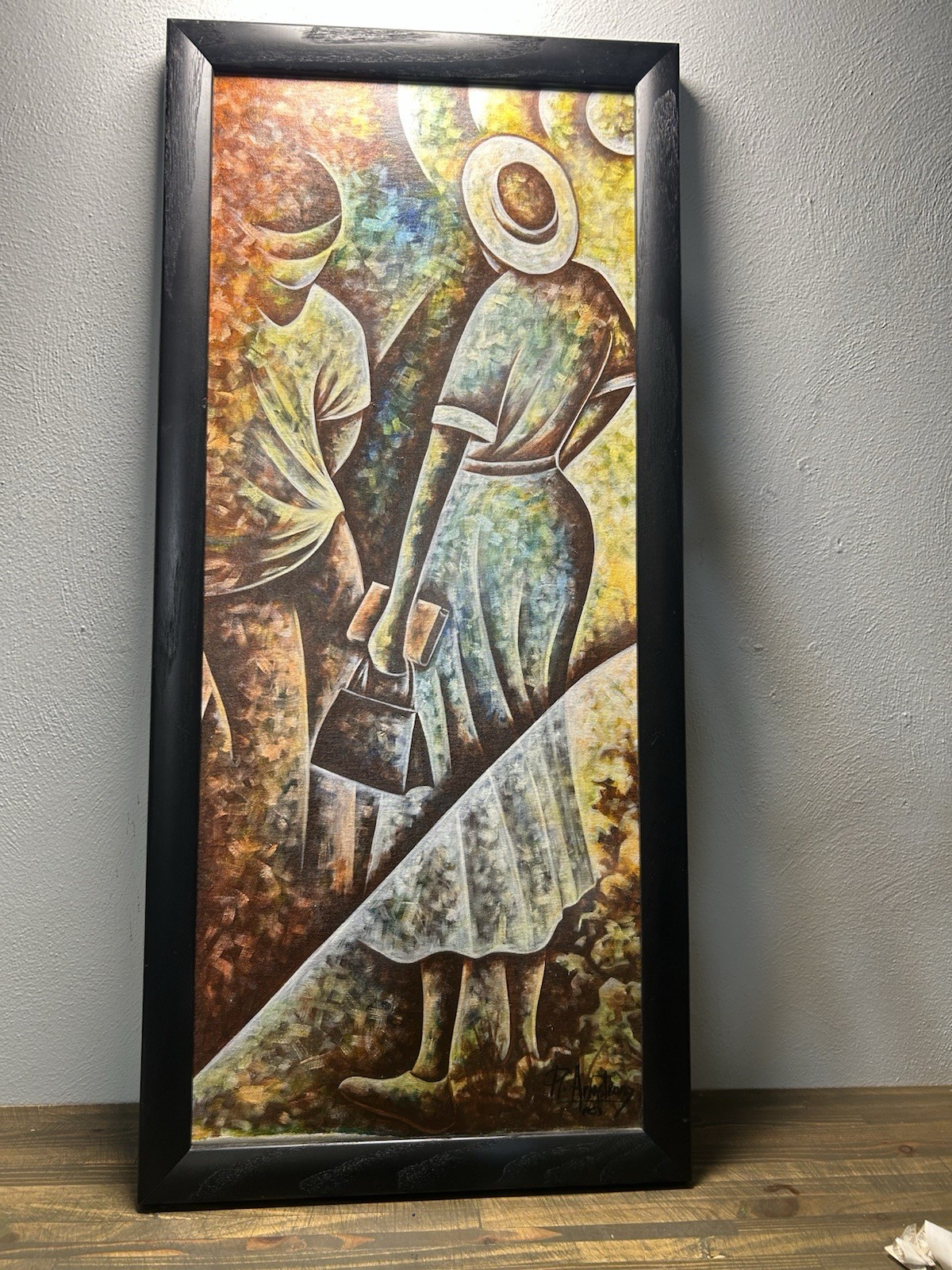 “yes Mama “ Original Painting By Robert Armstrong 15×36 Framed