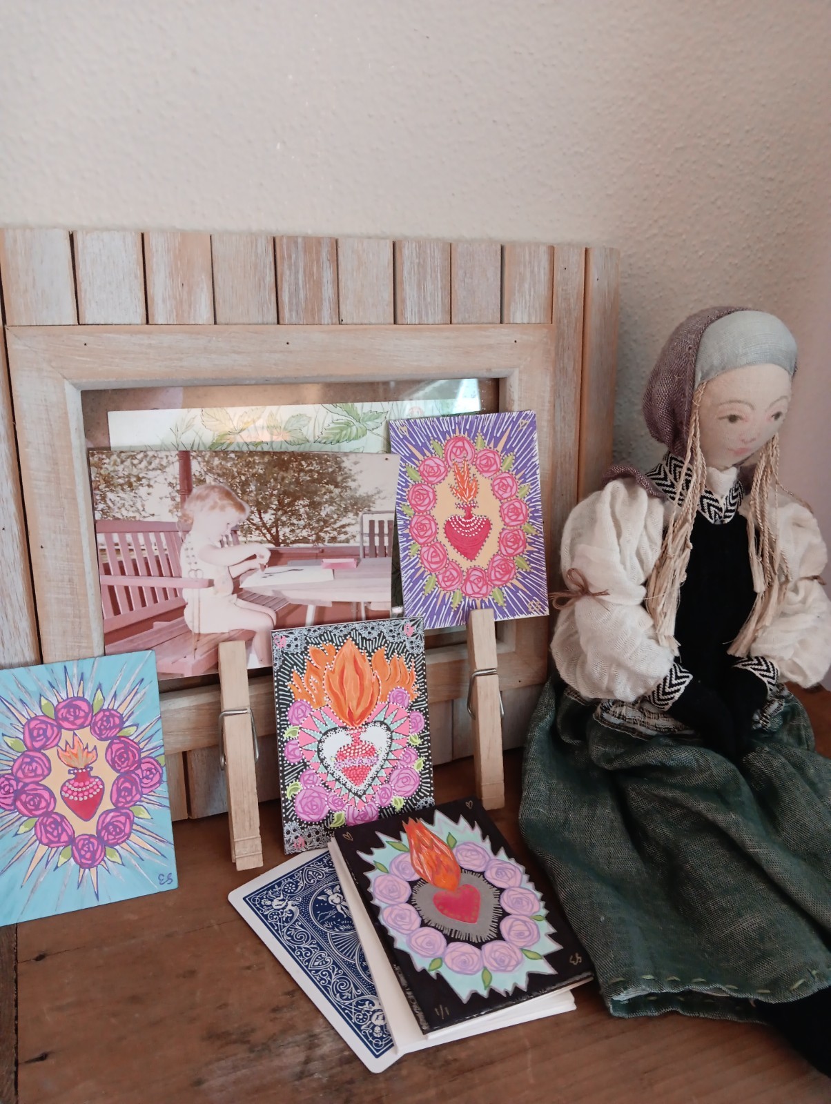 ❤️ACEO Original Painting Signed by Outsider Artist ES 2.5×3.5″ You are loved.