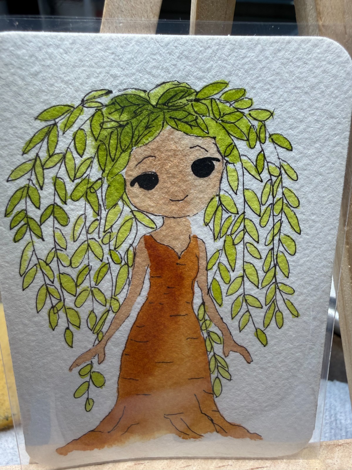 ACEO Original OOAK Signed (Not a Print) «Carrot» Veggie Girl Nature Art Card