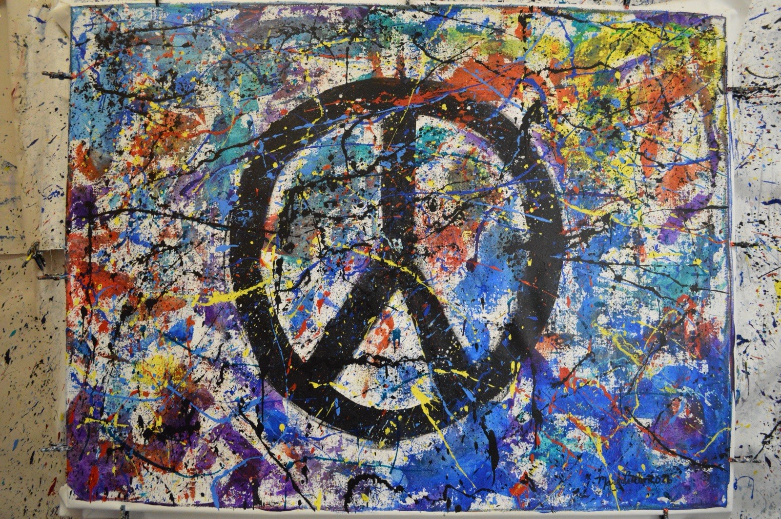 Jackson Pollock Style Giant Canvas Painting 84”X62” (7 Foot) Abstract Modern XL