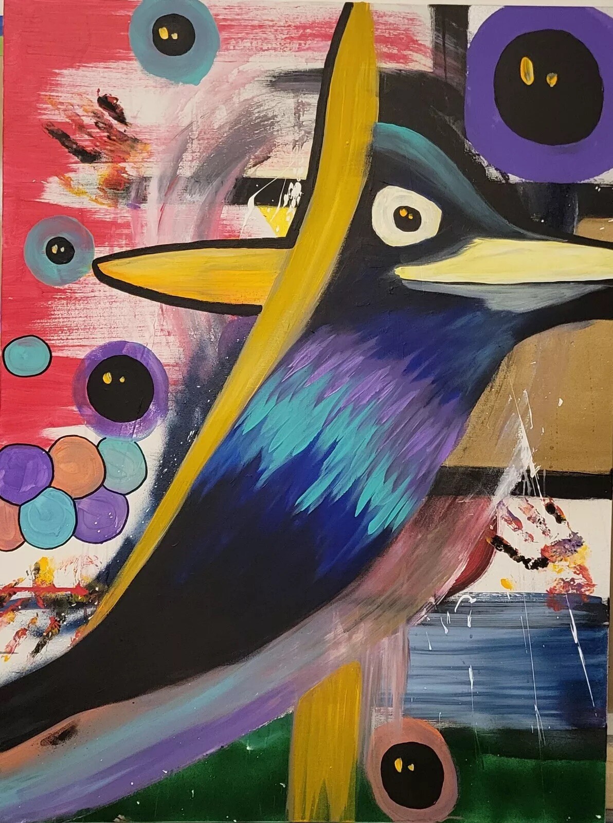«Learning to Fly» 30×40 acrylic painting ONE of ONE- Artist Shane Freeman