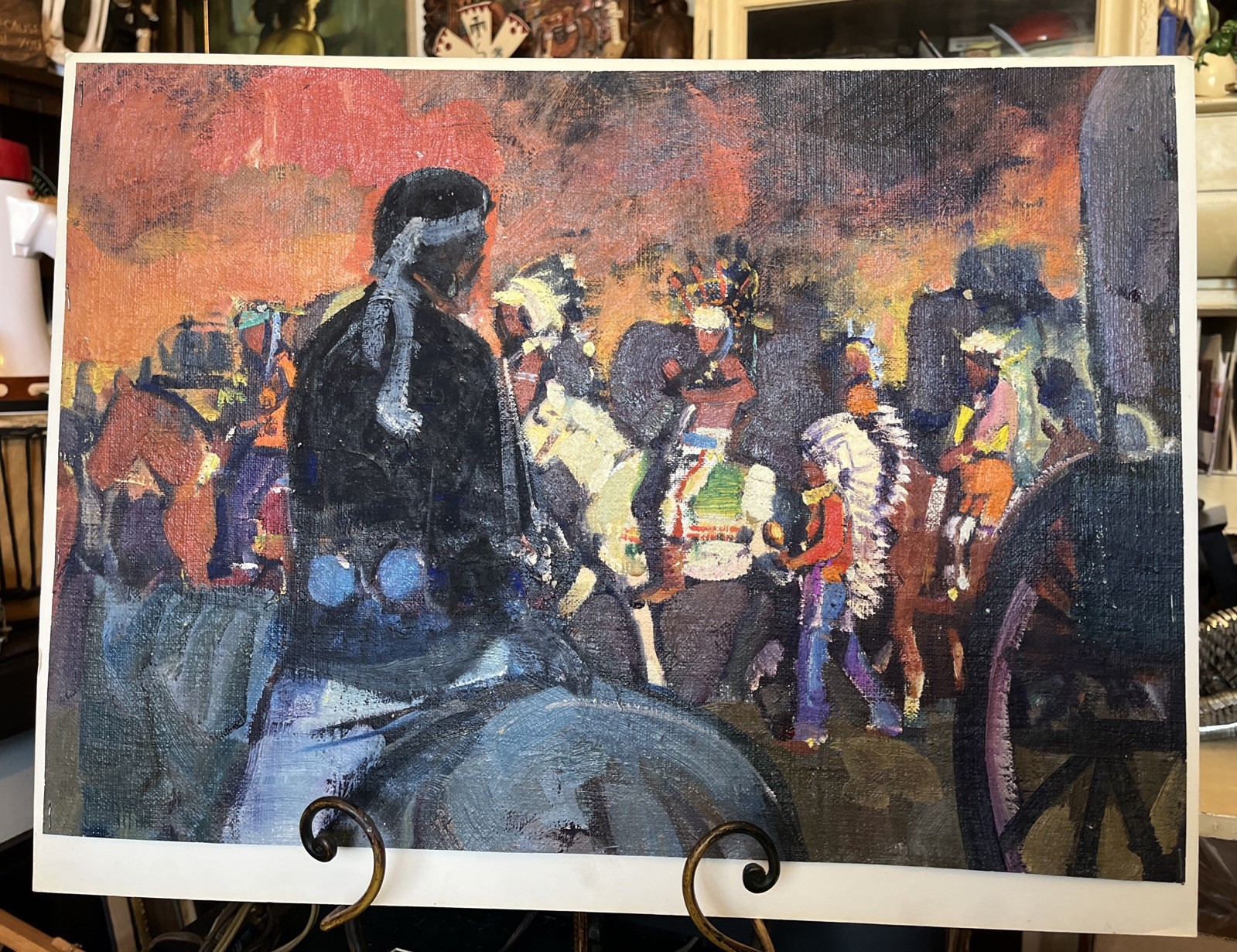 Richard Wood Baldwin Original Western Oil Painting Native American Art 15×20