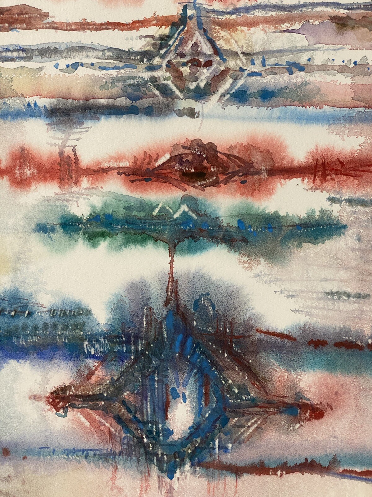 Pat Beck Ca. VTG Impressionism MOD Abstract Study Southwestern Textile Painting