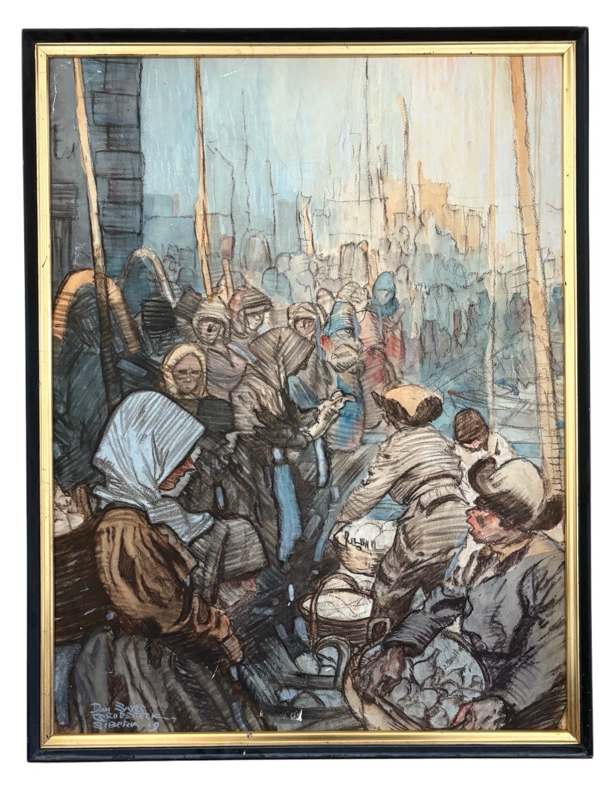DANIEL SAYRE GROESBECK Original Signed Mixed Media Painting Siberia Russia 1919