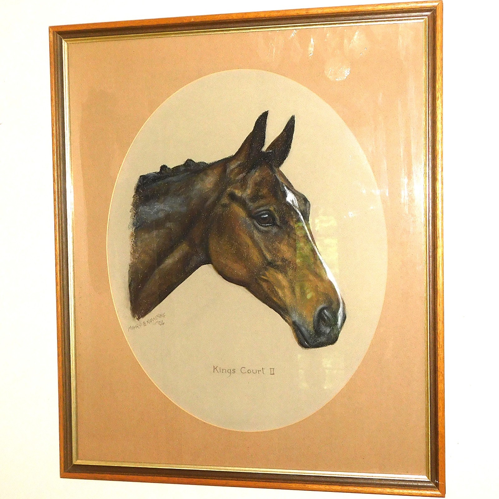 Pastel Portrait of the Racehorse, “King’s Court II” by Mary Browning