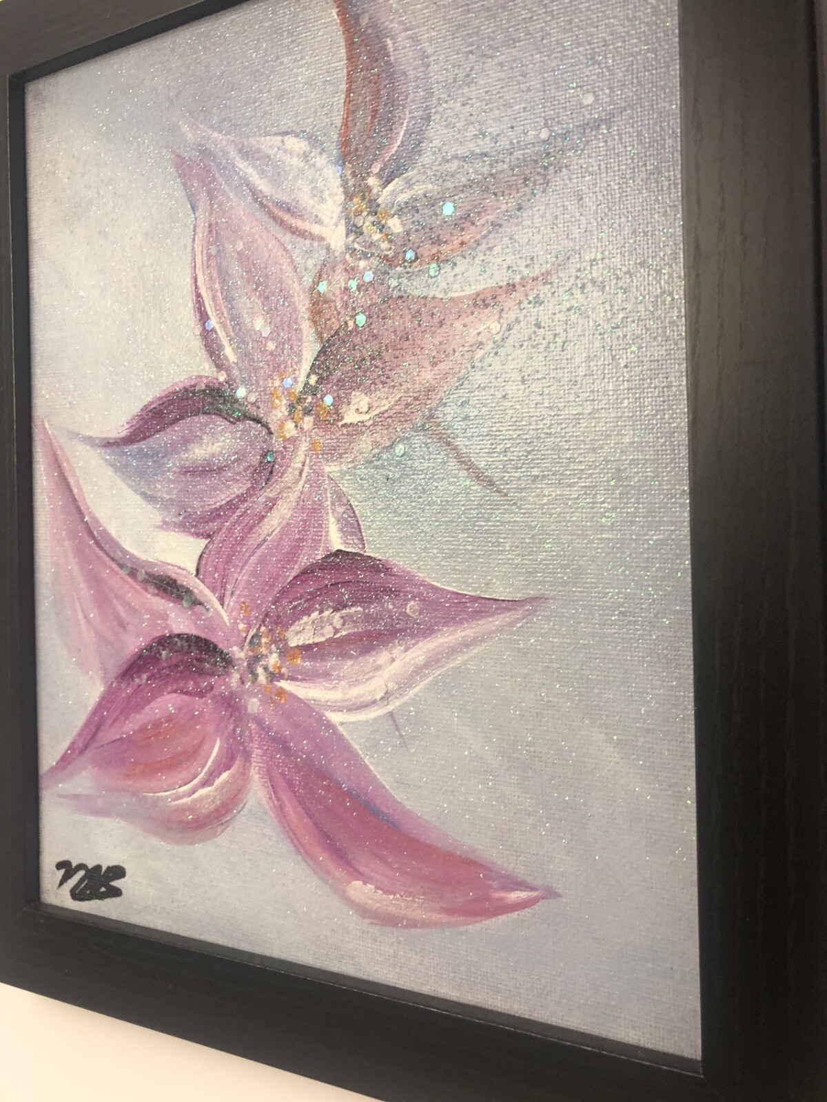 ‘Diamond Dust’, Acrylic On Canvas Floral Abstract Painting, 10”x8”