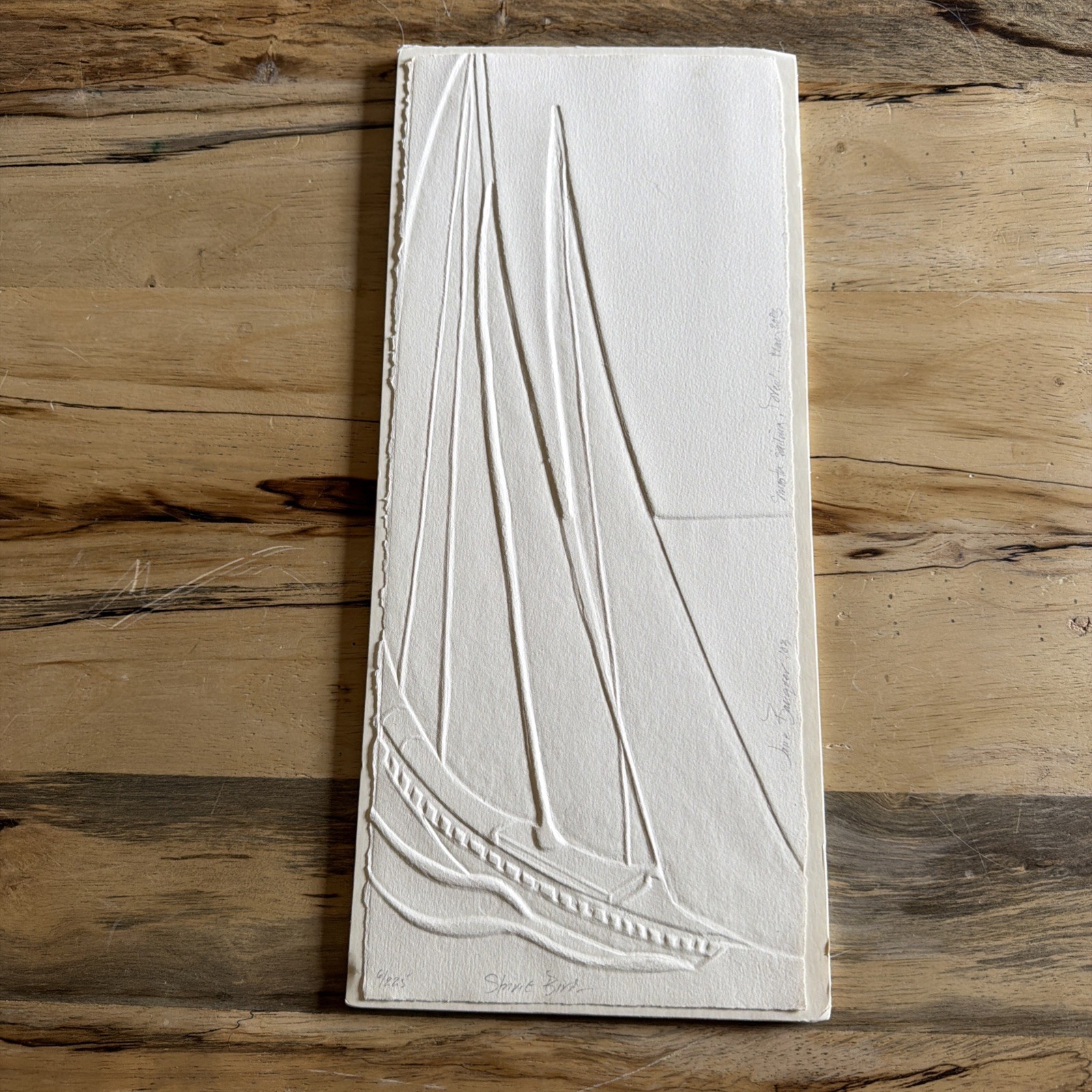 Jane Banquer: Embossed Paper Sailboat, Spanish Artist, Signed And Numbered 6/225