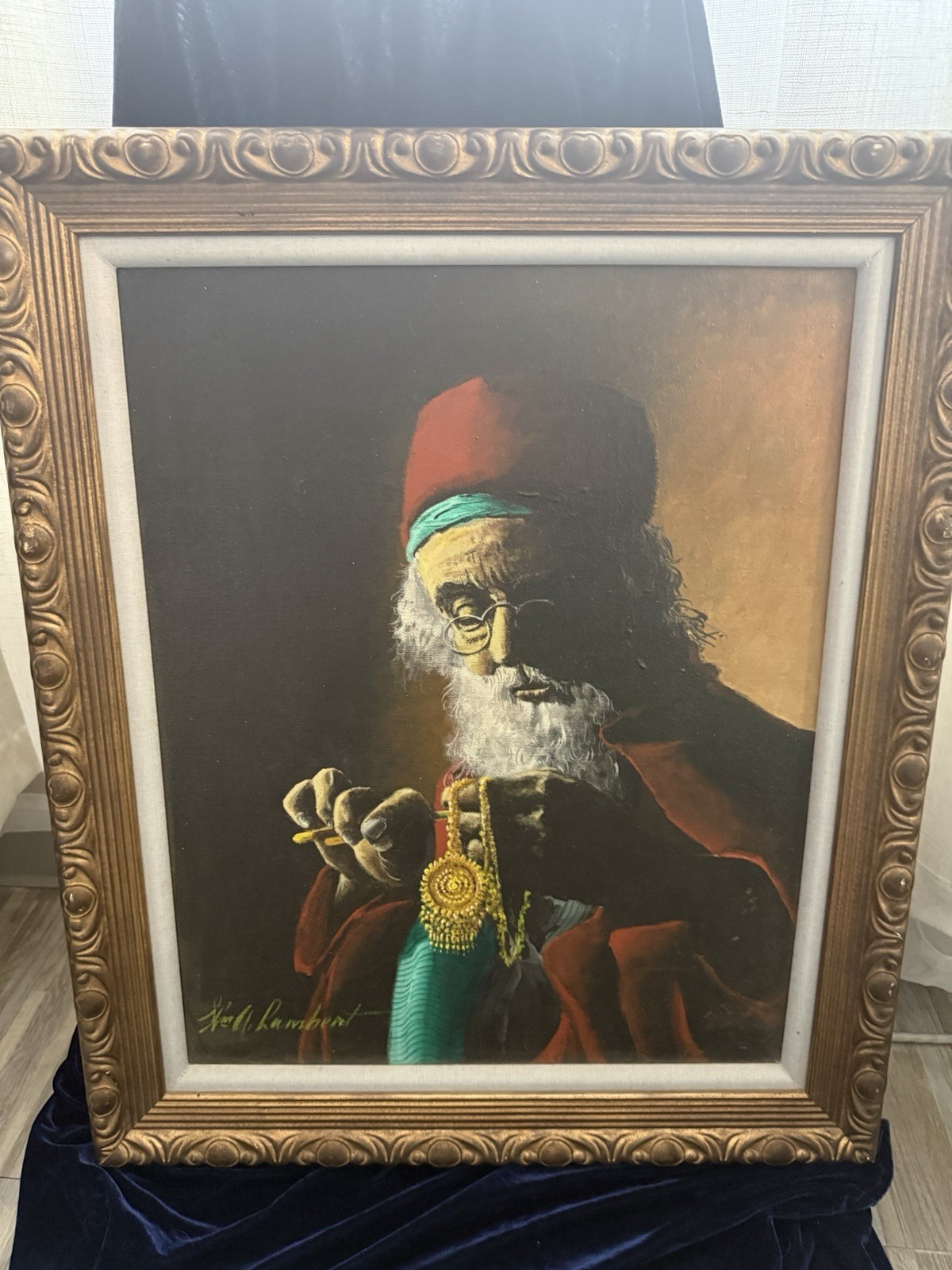Vintage Original Oil on Board Painting – The Jeweler – Signed William Lambert