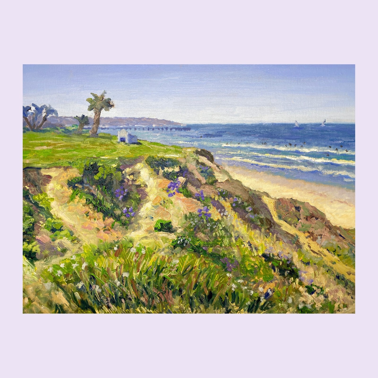 Stunning Oil Painting. Pacific Beach San Diego View. Original. Art Masterpiece