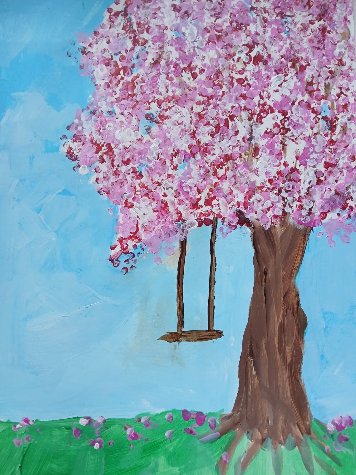 Abstract/Impressionism 9 x 12 Cherry TreeHandmade Colorful Art Painting