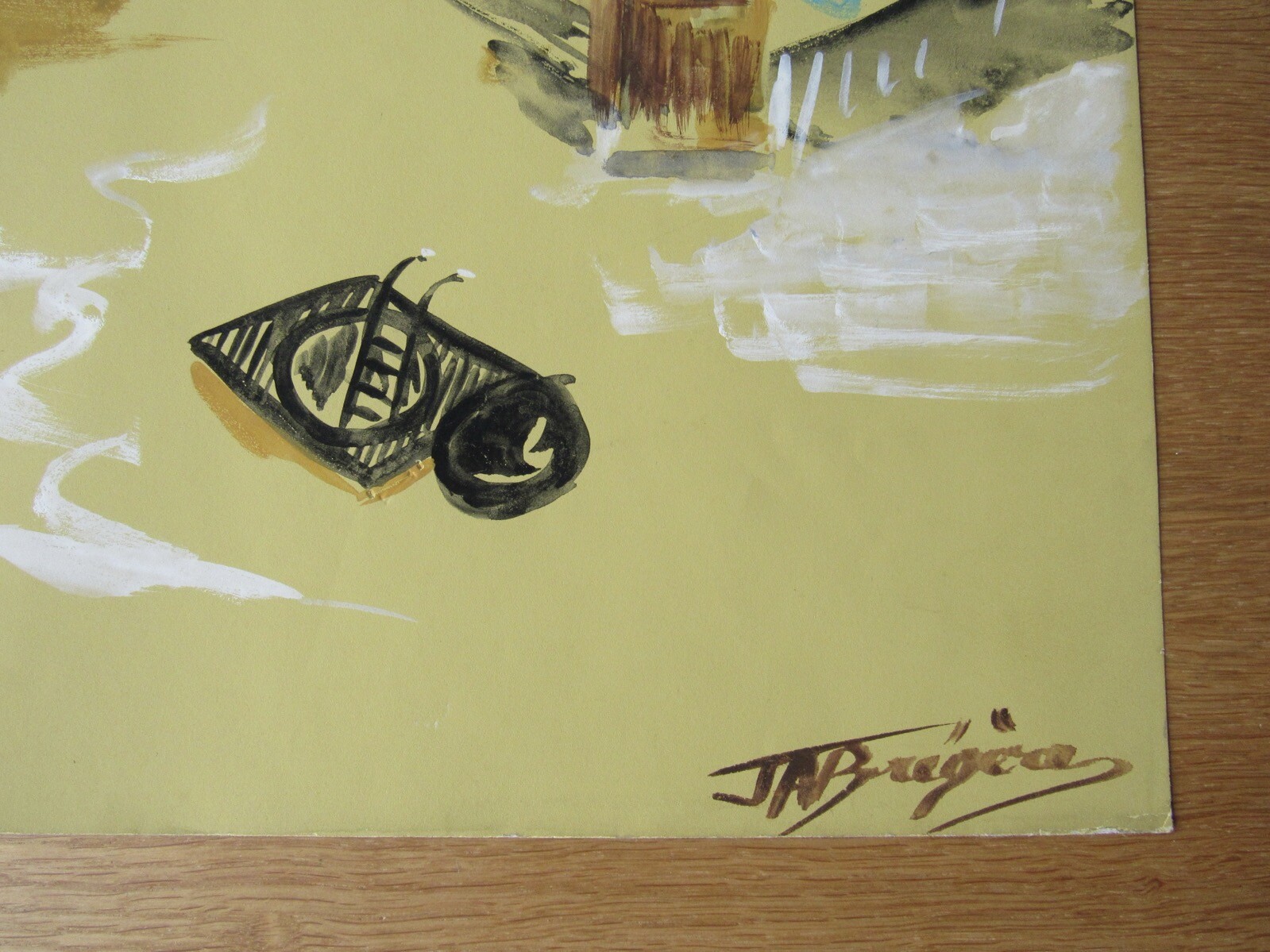 Opera Decor Gouache Drawing Signed by Jacques André Brégère set design painting