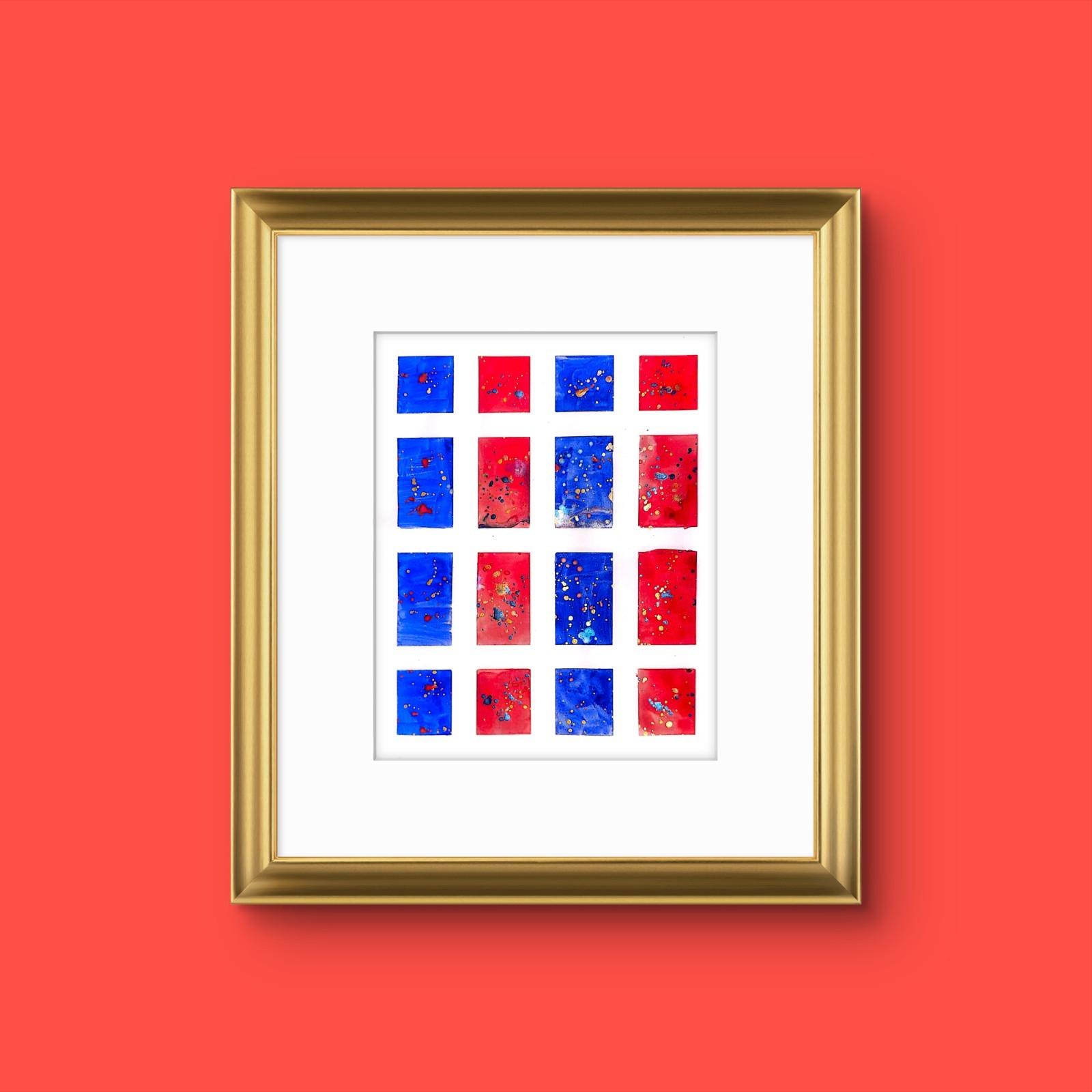 Red White And Blue Original Expressionism Watercolor Abstract 11×14 On Paper