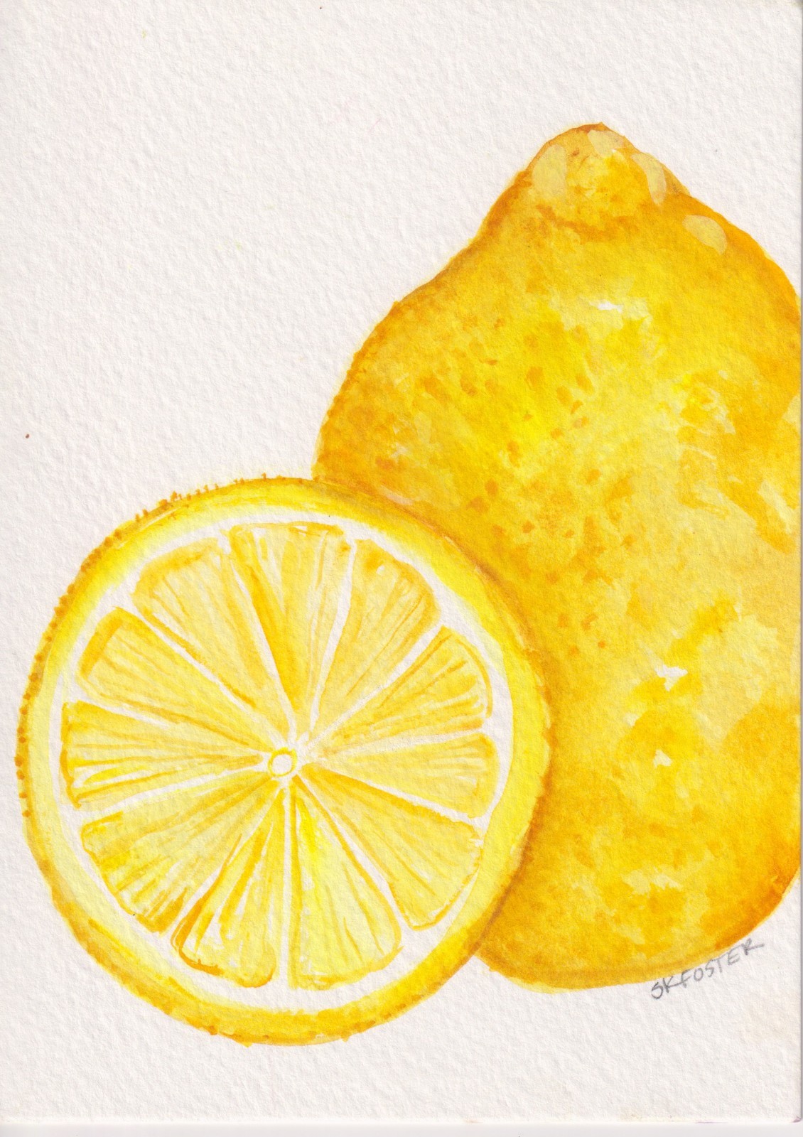 5×7 Lemons Original Watercolor Painting by Sharon Foster Art