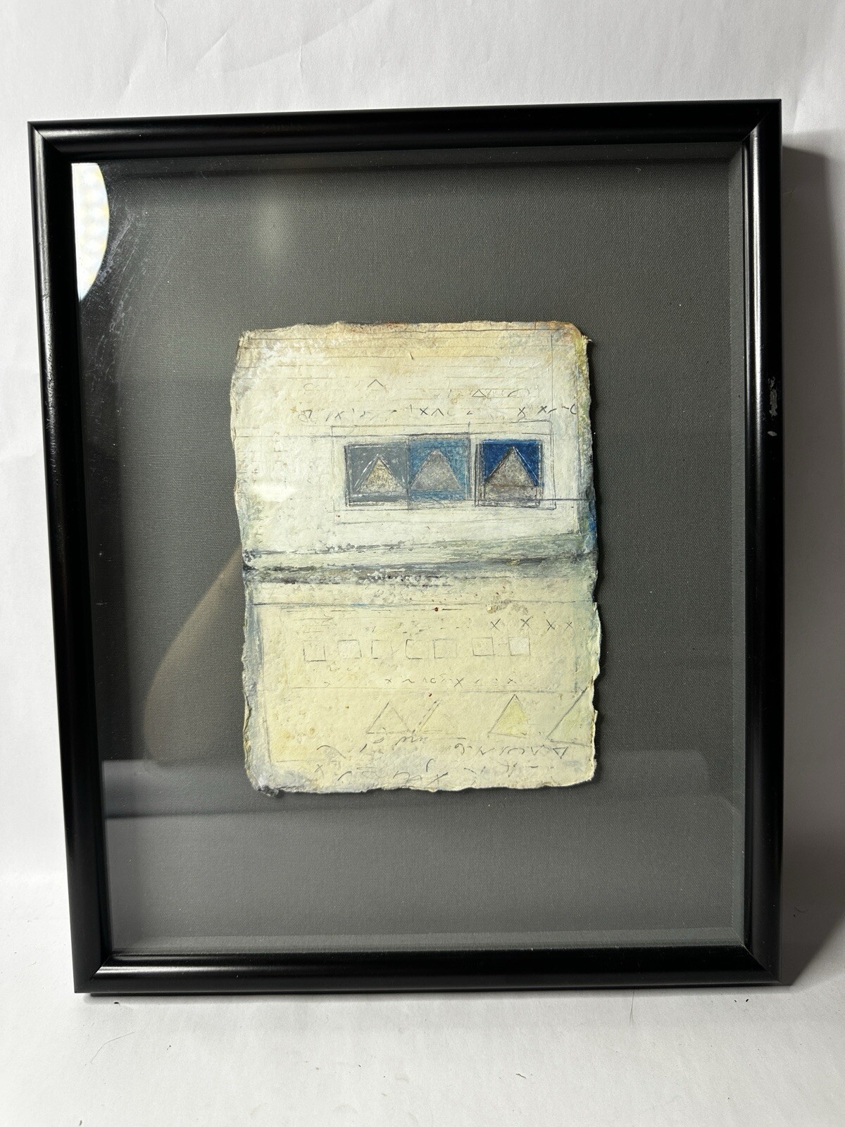 Untitled 2” by Judith Solá – Mixed Media on Plastic & Paper, Framed Abstract Art