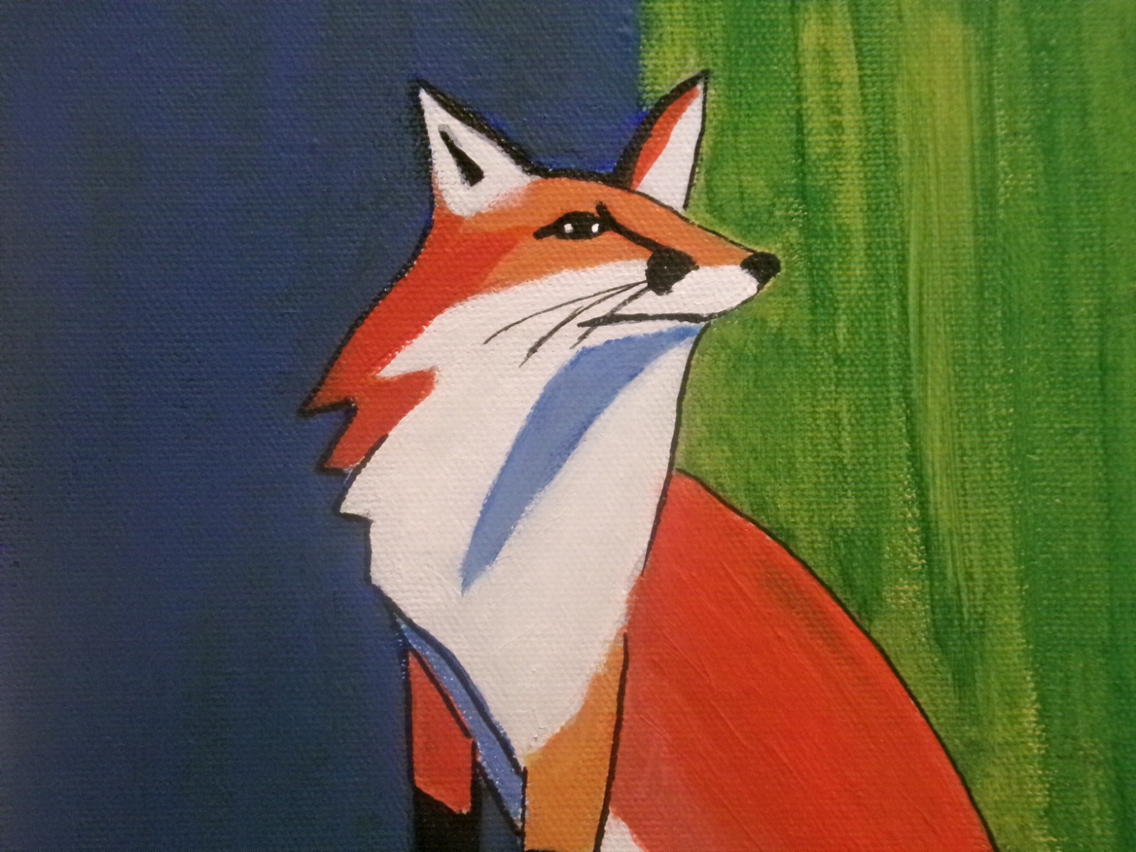 Original Fox Abstract Painting 8×10 Animal Wildlife Modern Wall Art