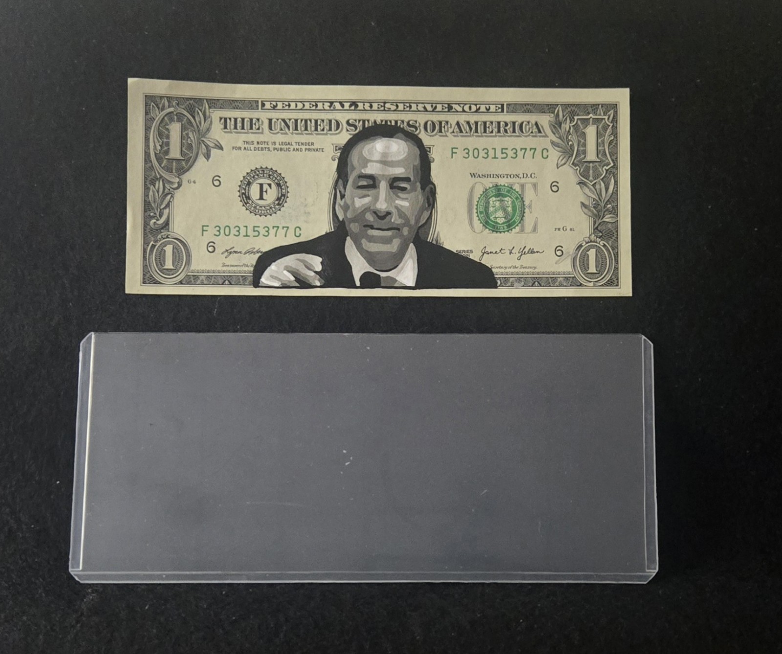 JAMIE RASKIN. Hand Painted. New Bank Note. Real USD Dollar Bill. COA.