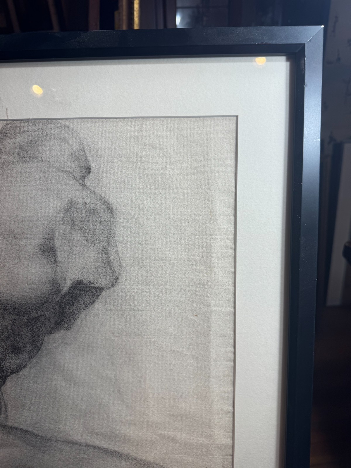 Baltimore School Original Charcoal Anatomical Torso Figure Study Framed Signed