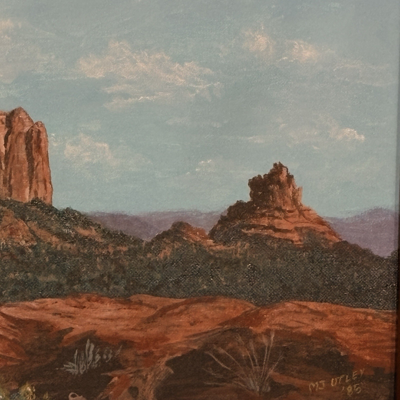 Original Vintage Cathedral Rock Sedona Arizona Landscape Painting Signed Framed