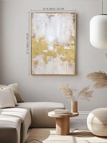 2 Piece Gold and Neutral Abstract 20″ x 28″ x 2 Panels Framed Gold Diptych 4