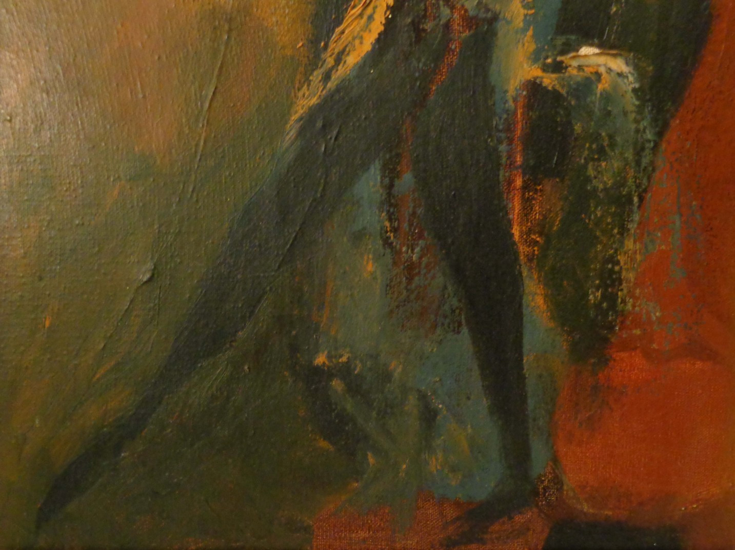 ANTHONY TRIANO (US 1928-1997) MID-CENT SGND HVY IMPASTO O/B CAN-CAN DANCER, FRMD