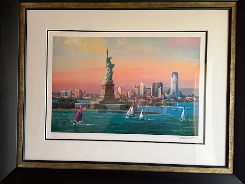 Alexander Chen, 2016 «Statue Of Liberty Jersey City». 17 1/2″ x 11 1/2″. Framed.