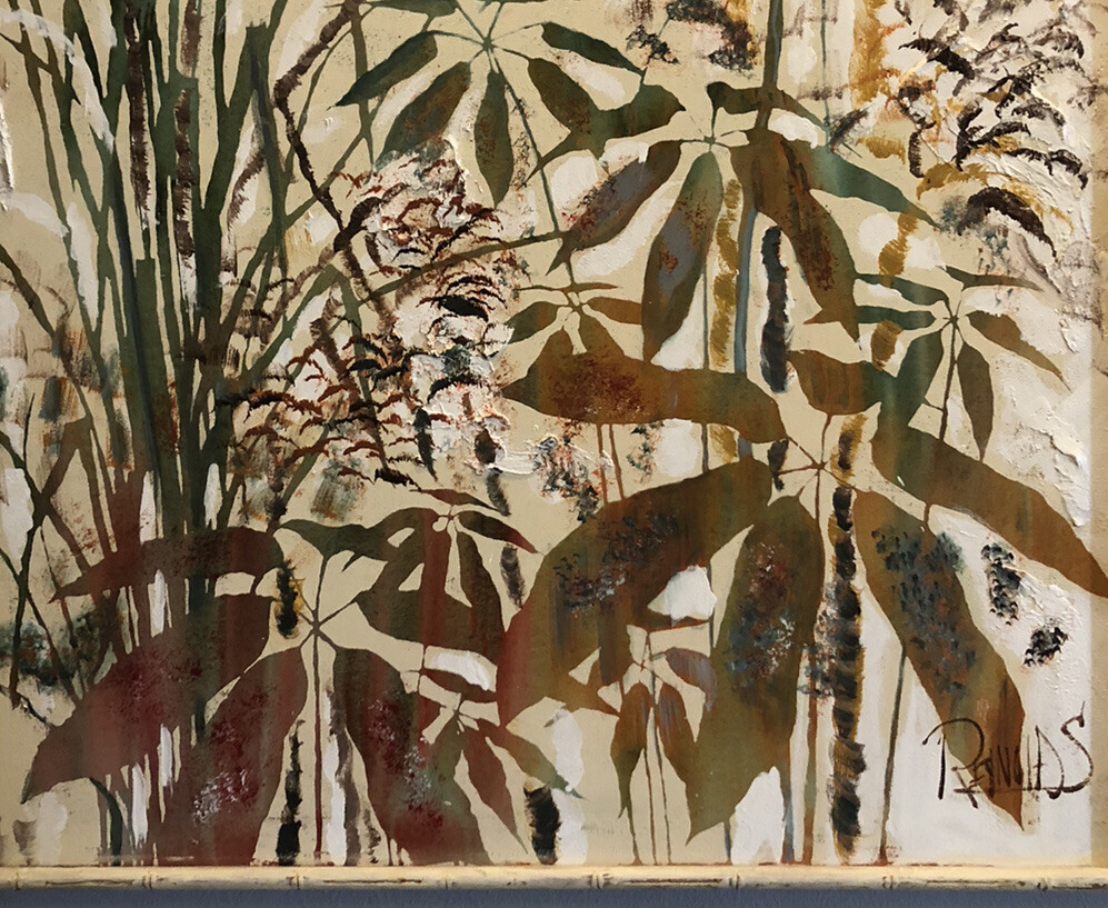 MCM LEE REYNOLDS Signed Original Painting Oil Canvas Foliage Bamboo Frame Style