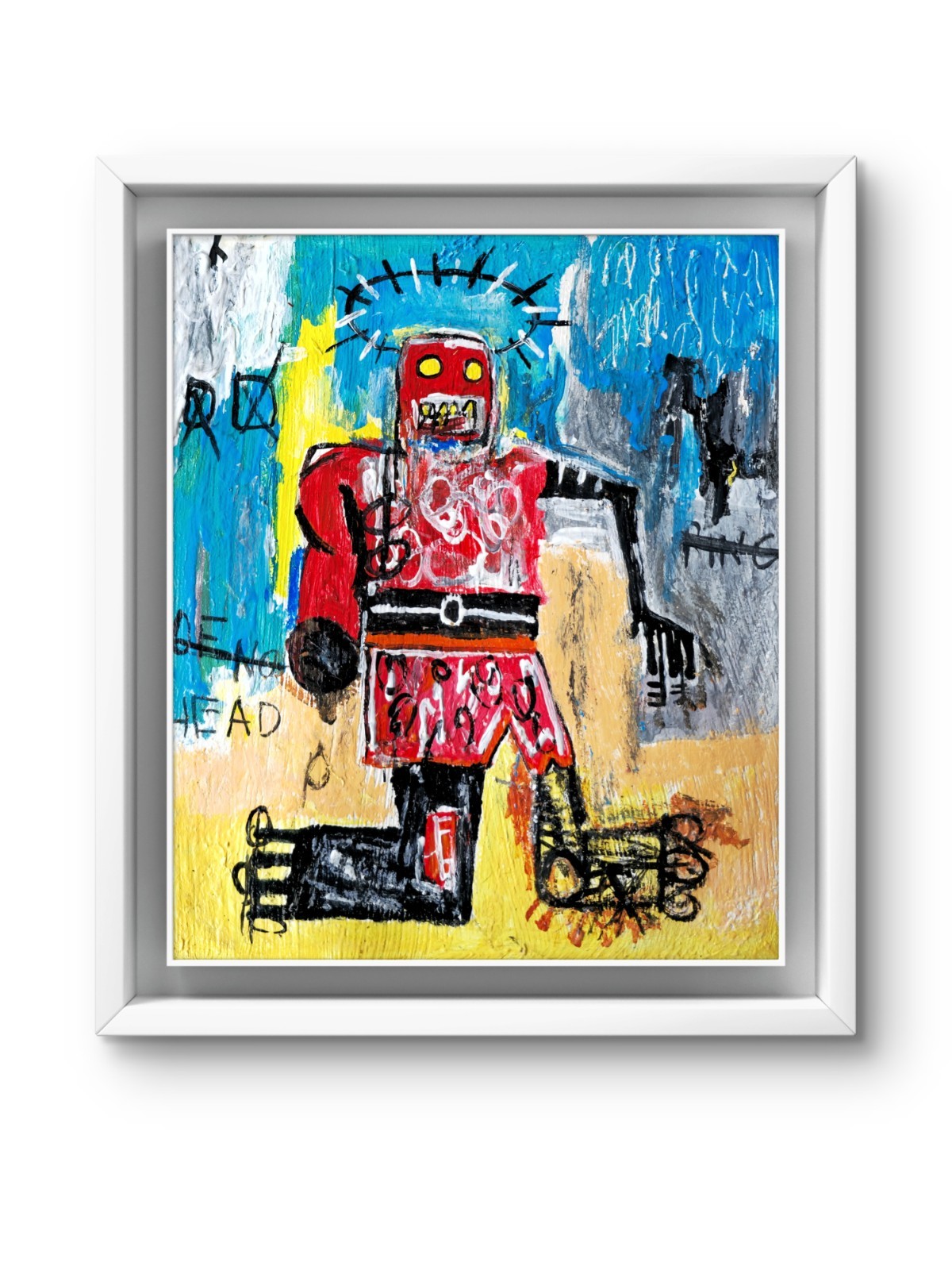 Jean Michel Basquiat Painting On Original Cardboard Hand Signed No Haring