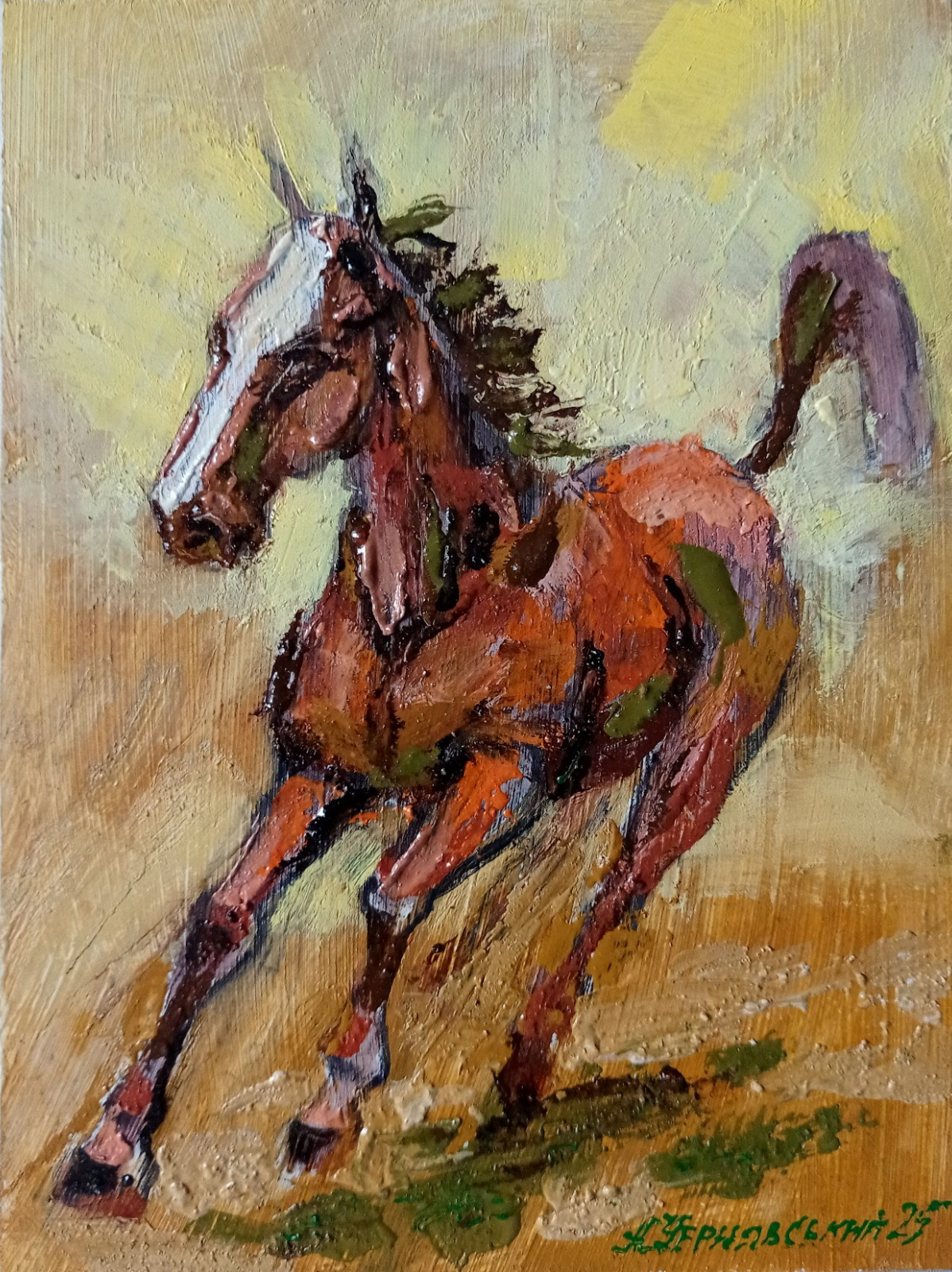 Horse Impasto Painting Original Art Impression Oil Painting 7.8 x 5.9 in