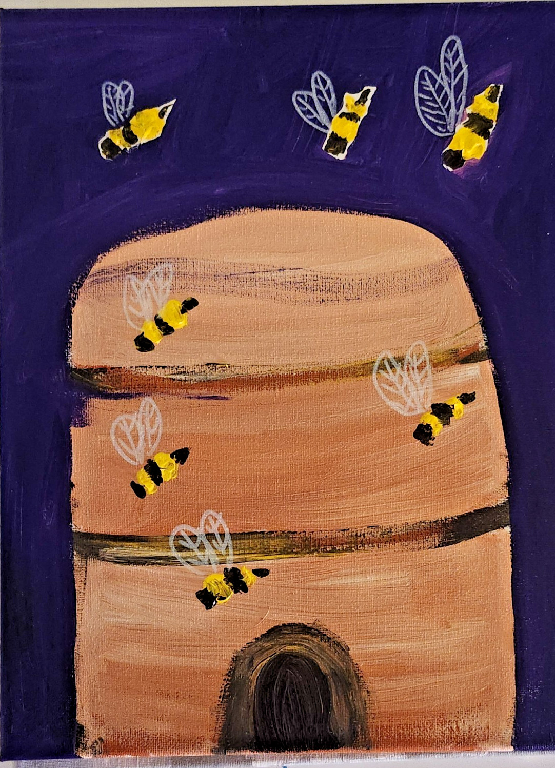 Bee Hive Contemporary Expressionist Original Painting Acrylic 11×14 Canvas