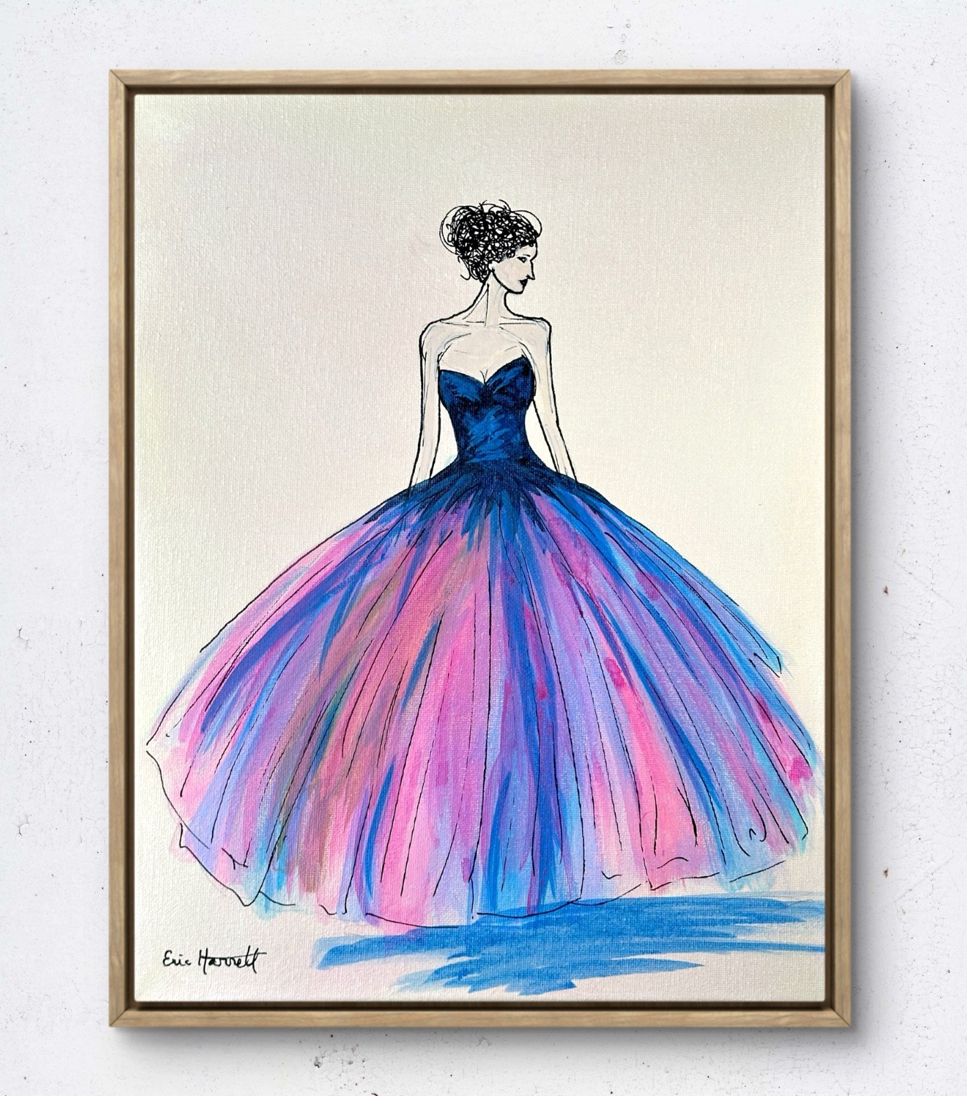 Original Elegant Woman Art 14×11 Canvas Colorful Abstract Expressionism Painting