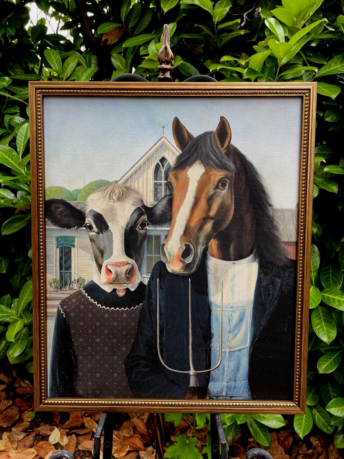 AMERICAN GOTHIC: Farm Animals Remake of 1930’s Iconic Painting, a Canvas Print
