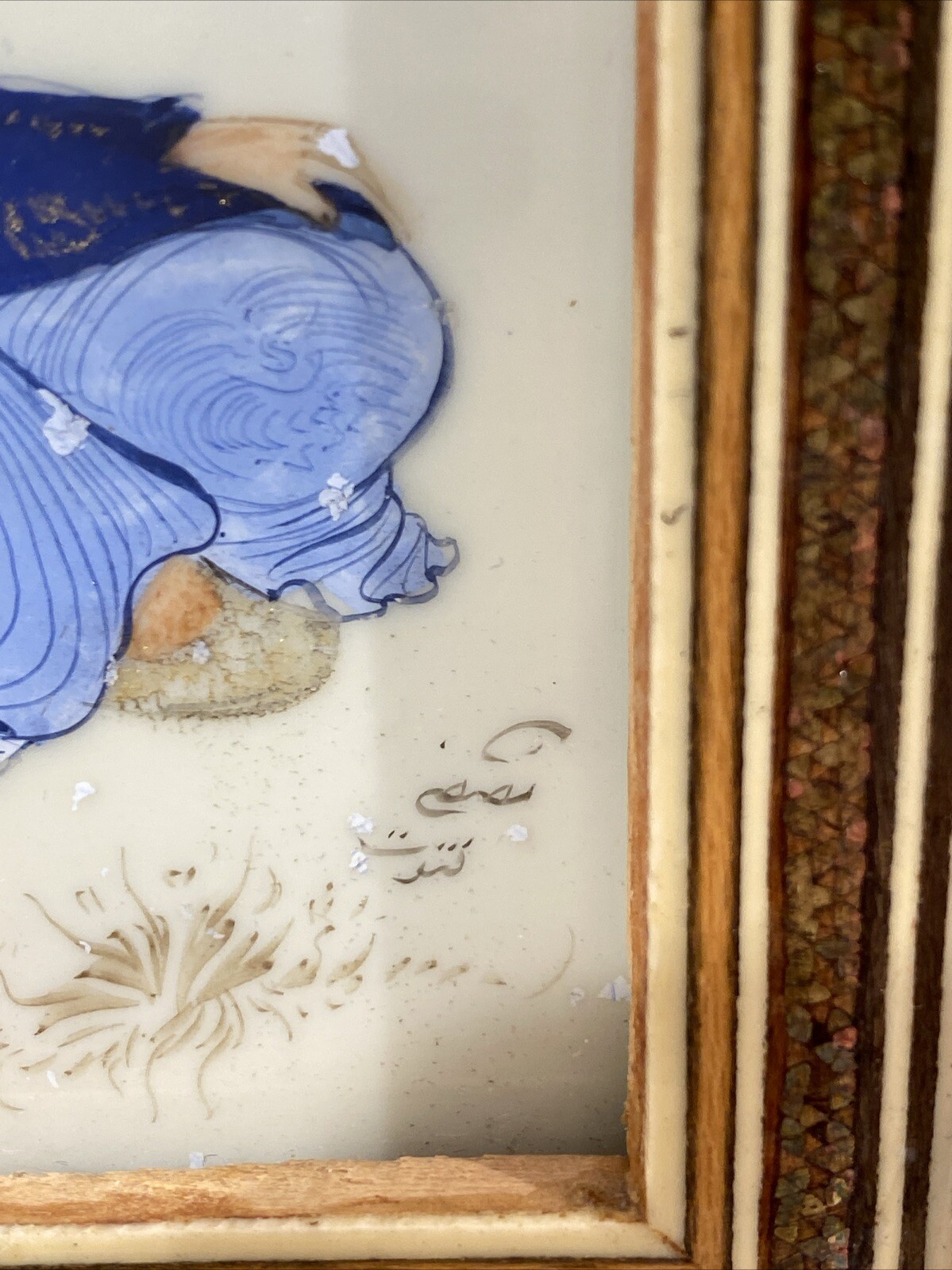 Khatam Kari Rahmen mit original Malerei signiert – Persien