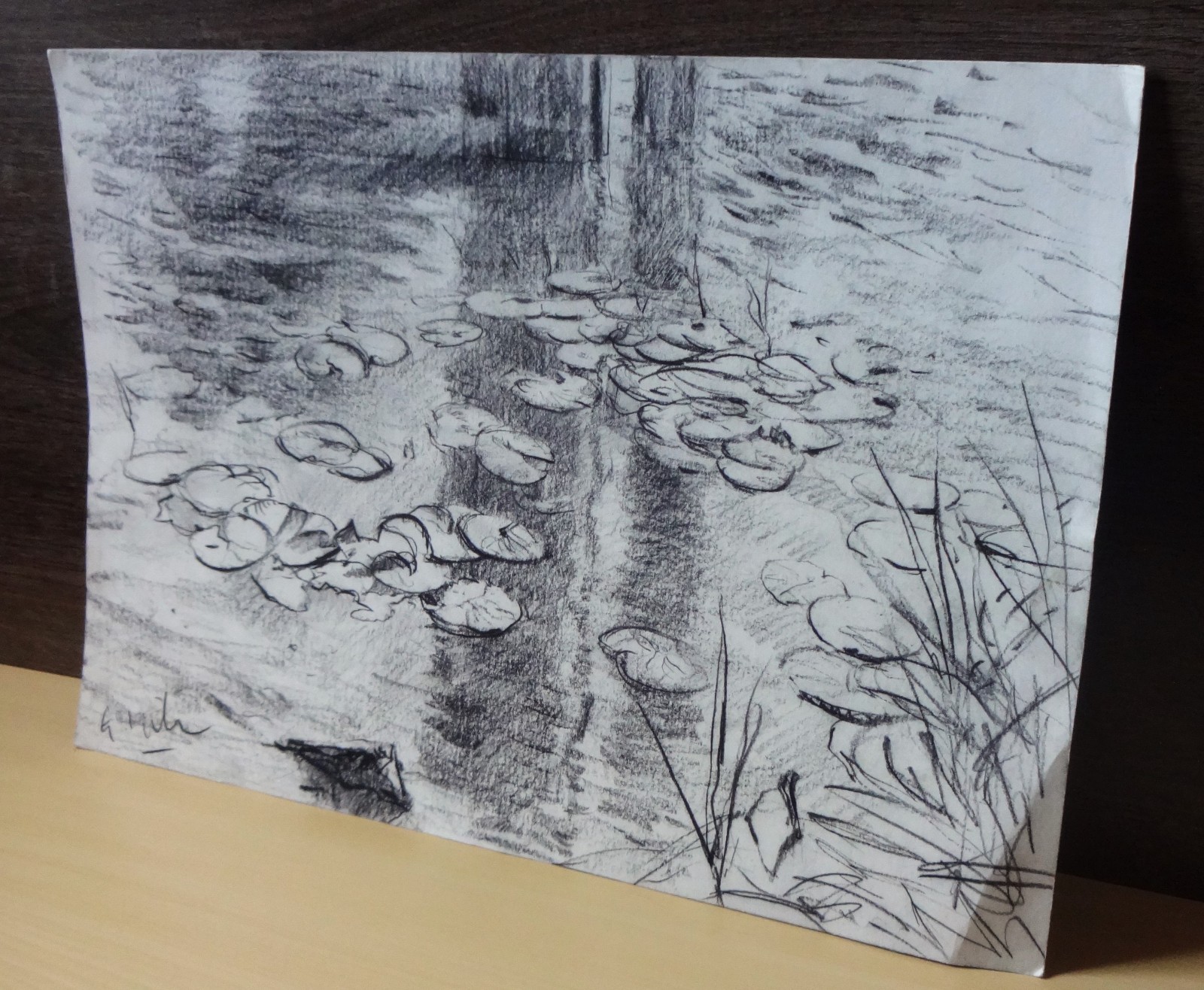 GERRY MILLER – Original Drawing «River» Conte Pencil on paper. A3