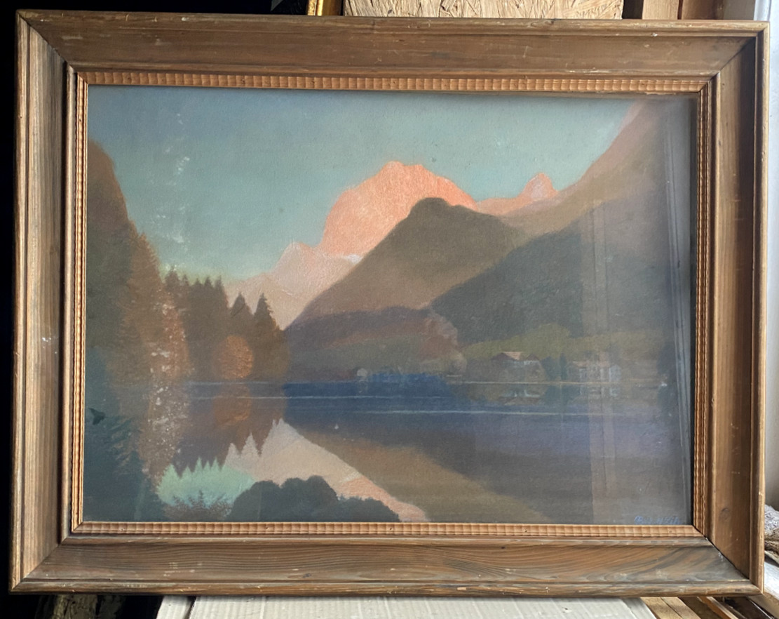 ::PASTEL °HINTERSEE WITH EQUESTRIAN ALPINE ALPS °RUDOLF ZIHR °ART NOUVEAU EVENING GLOW