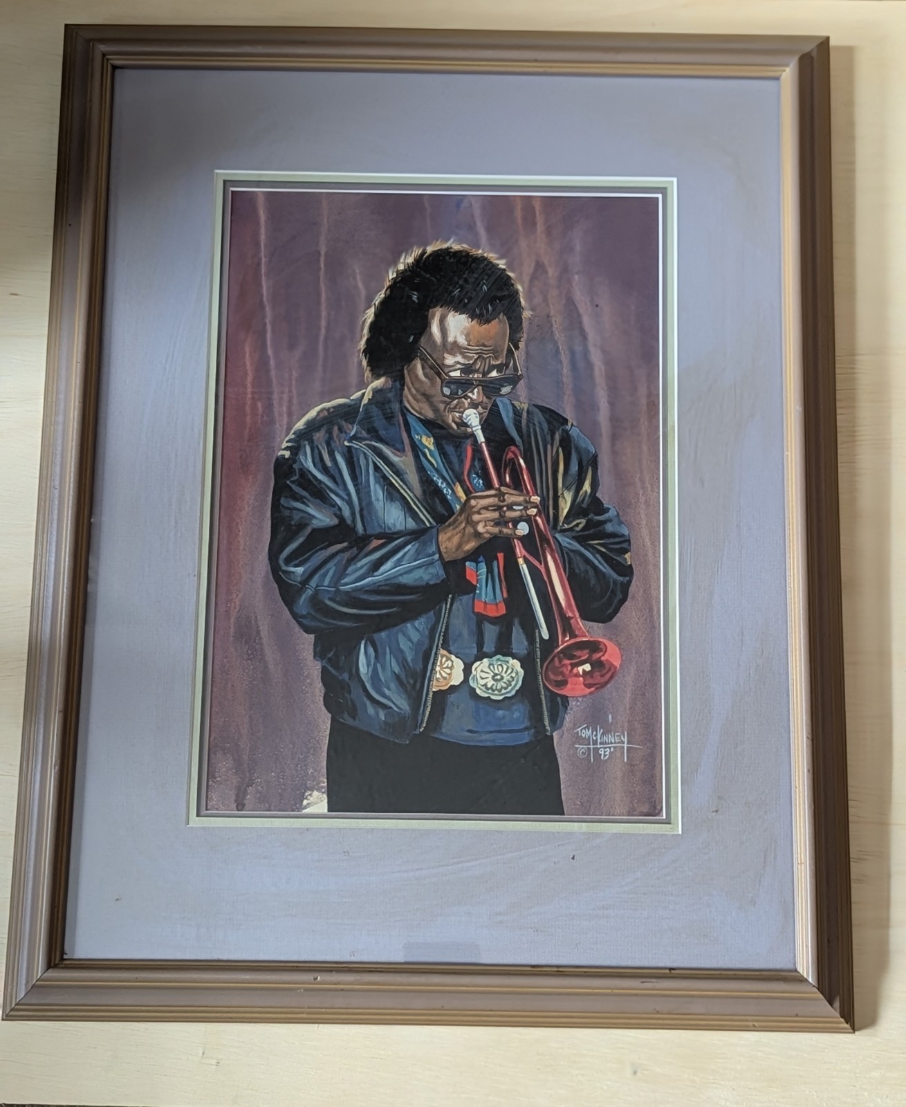 Miles Davis Signed Painting McKinney In 1993. Framed.