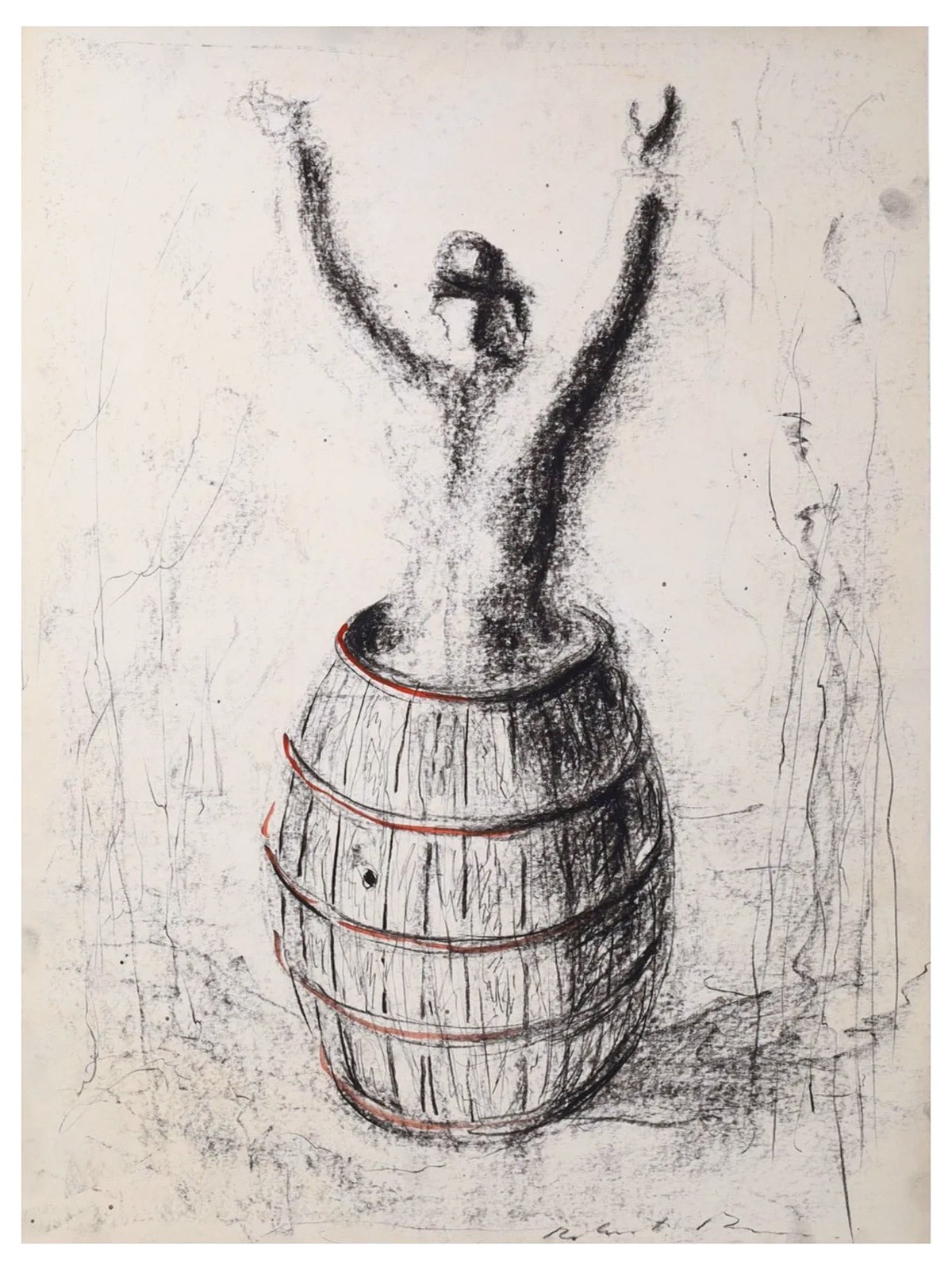 A Mixed Media Artwork By The Italian Artist Roberto Barni, Gouache And Pastel