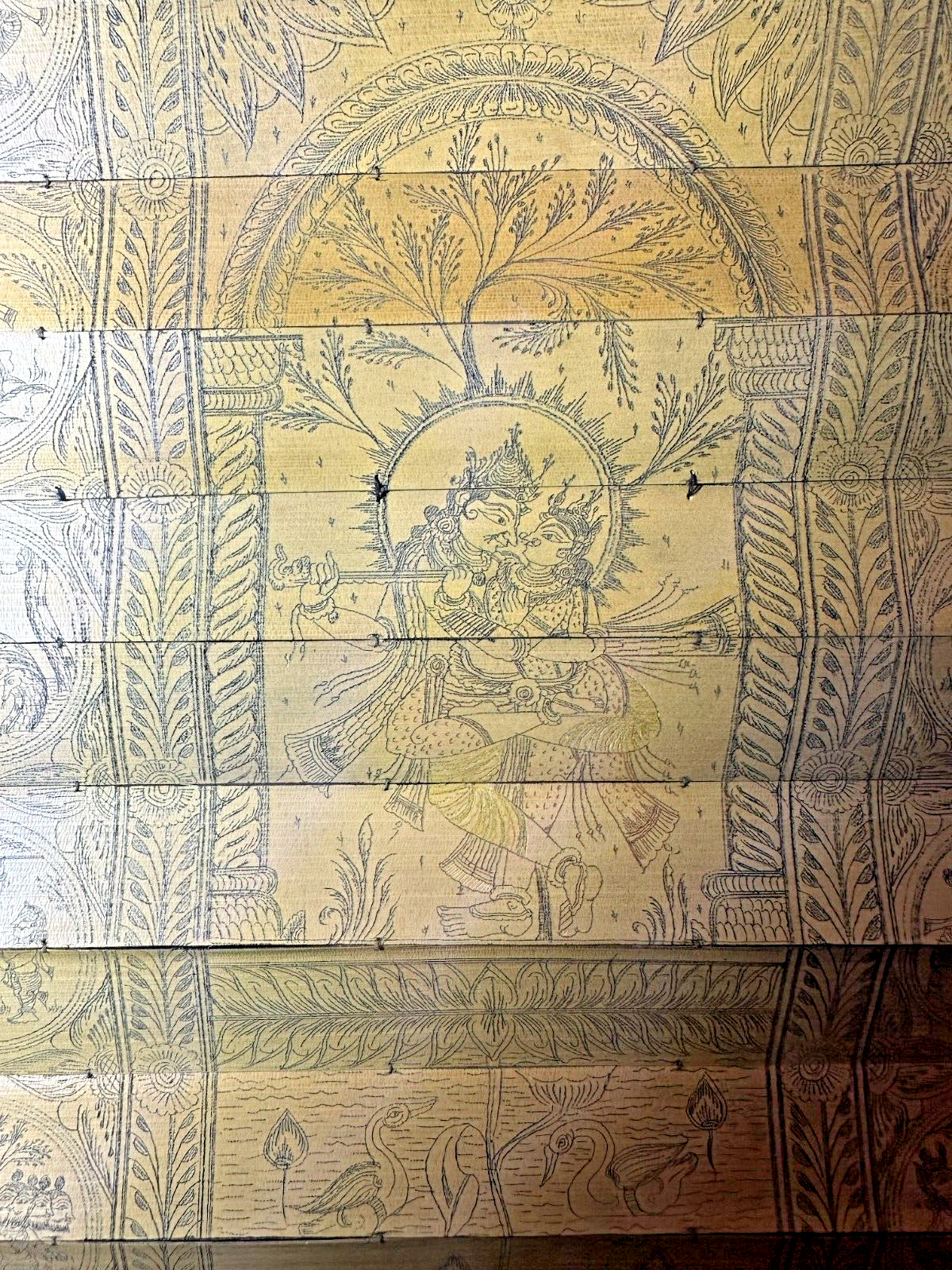 Tala Pattachitra Original Handmade Palm Leaf Engraving Framed Matted 20″ x 26″