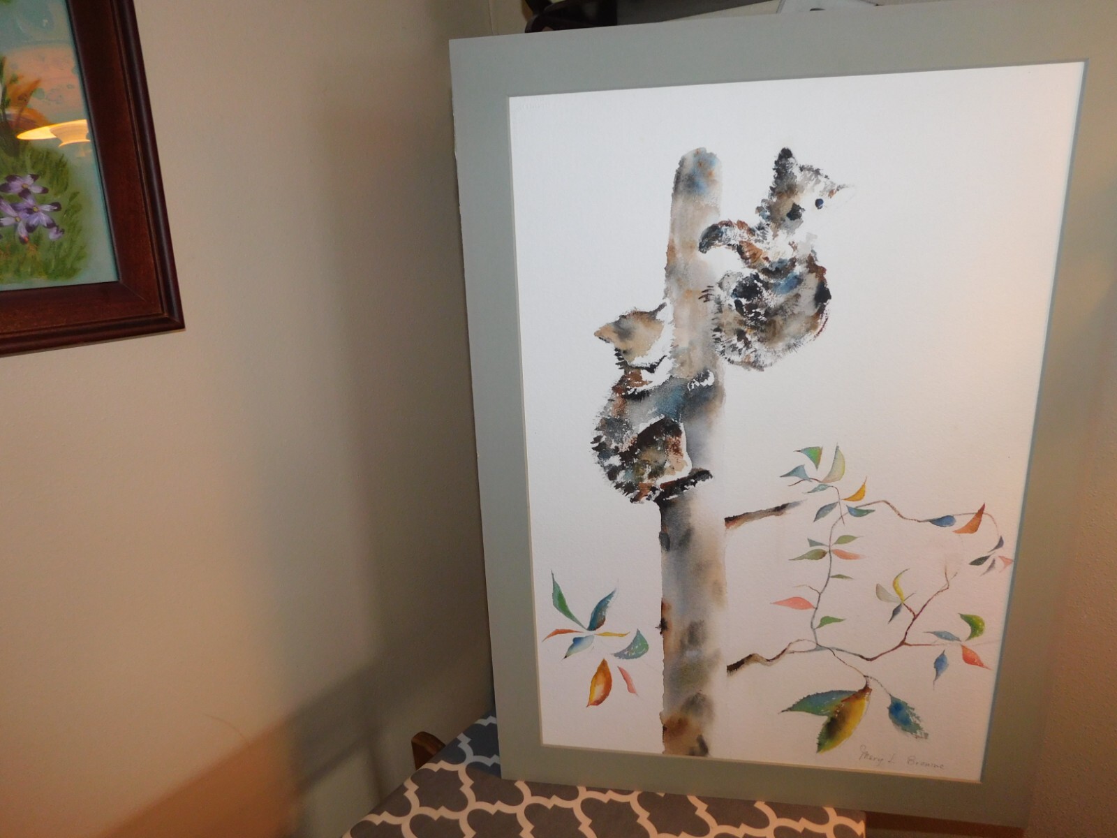 Abstract Koala Bear Original Watercolor Signed Mary Browne