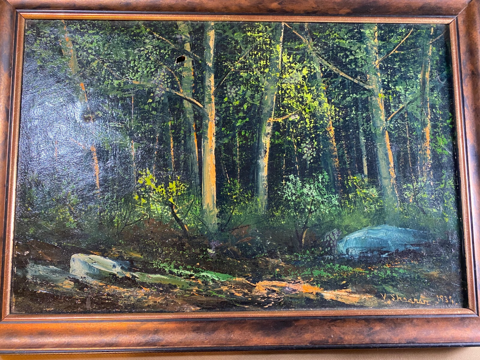 Superb Victor Shearer (1872 -1951) «1939 Landscape Scene» Oil Painting – Framed
