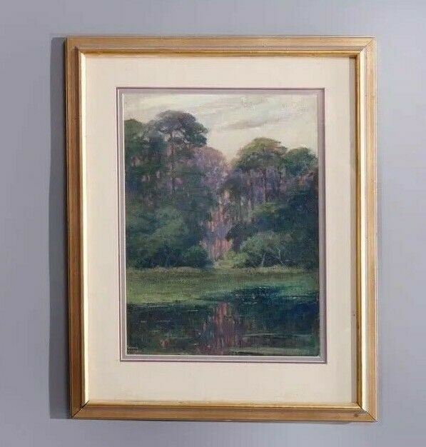 ANTIQUE ARTS & CRAFTS IMPRESSIONISTIC LANDSCAPE PAINTING