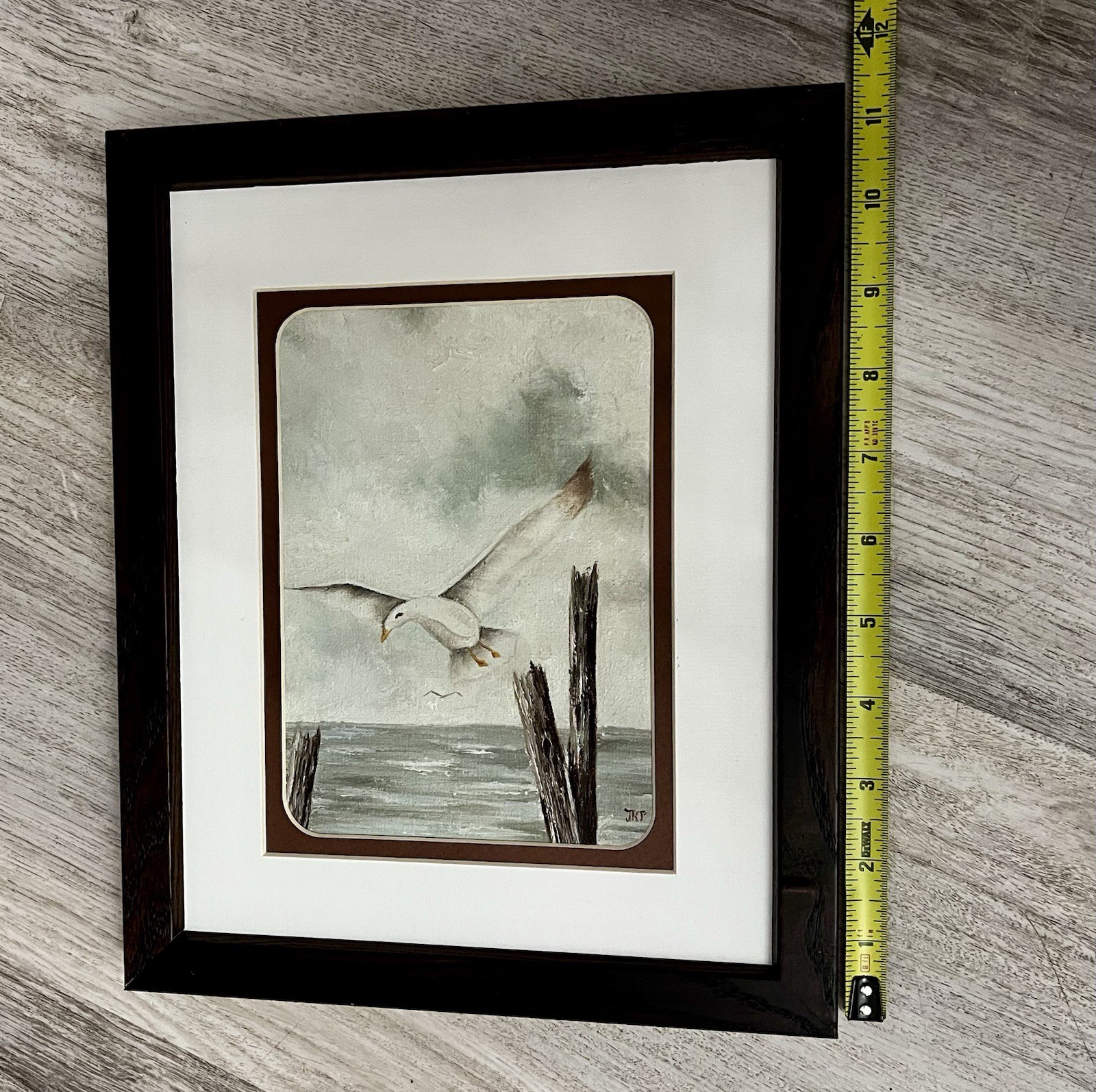 Coastal Framed Signed Seagull Painting Original Beach Nautical