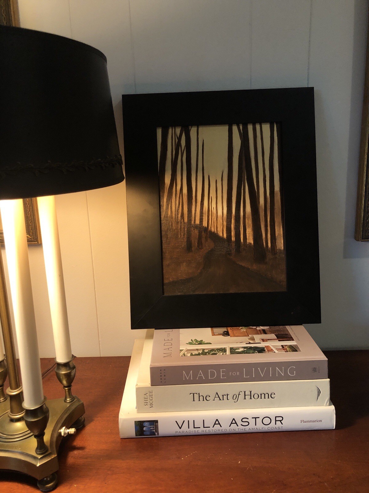 Dark Nature Tree Landscape Oil On Linen Framed Signed “Last Light” Moody Sunset
